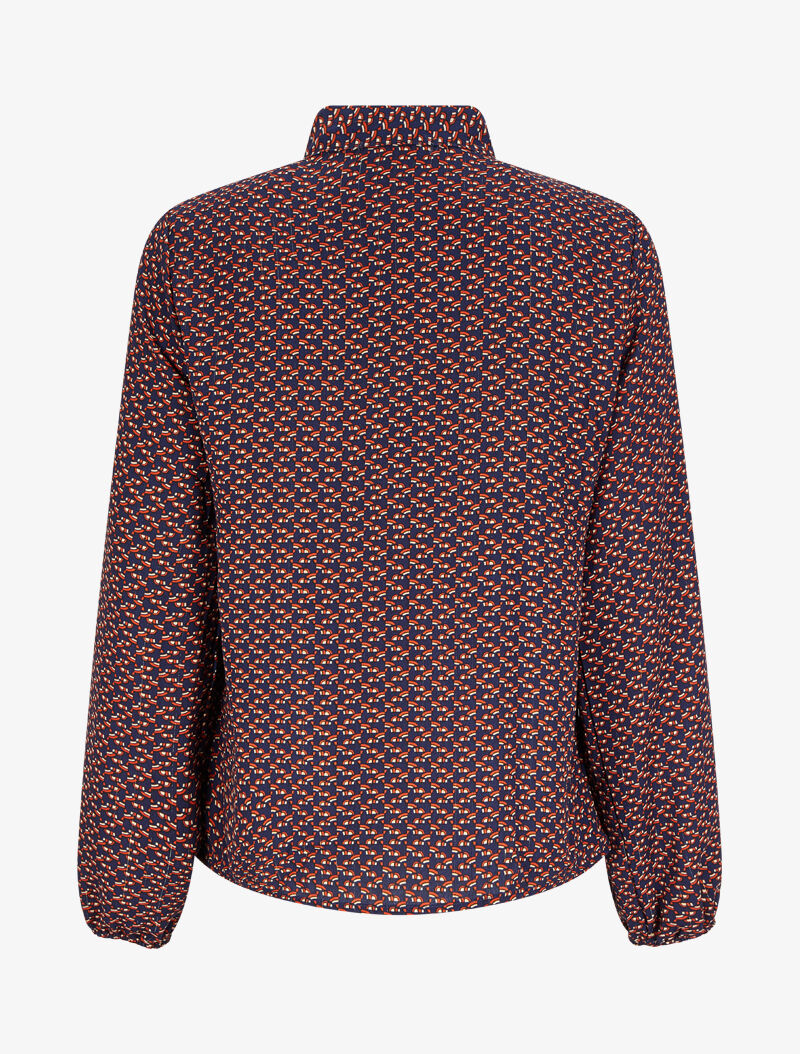 Blouse col lavallière à imprimé graphique - Bleu marine - 2