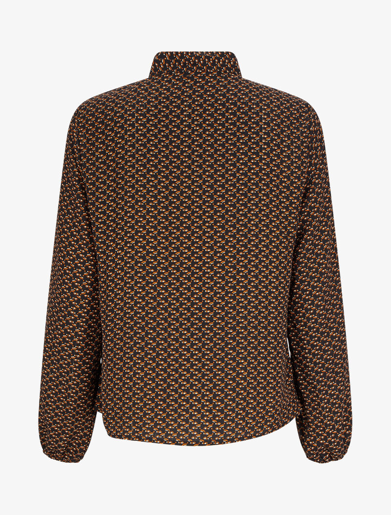 Blouse col lavallière à imprimé graphique - Noir - 2