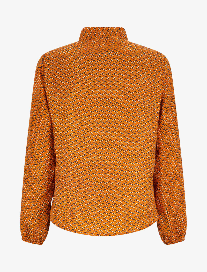 Blouse col lavallière à imprimé graphique - Orange - 2