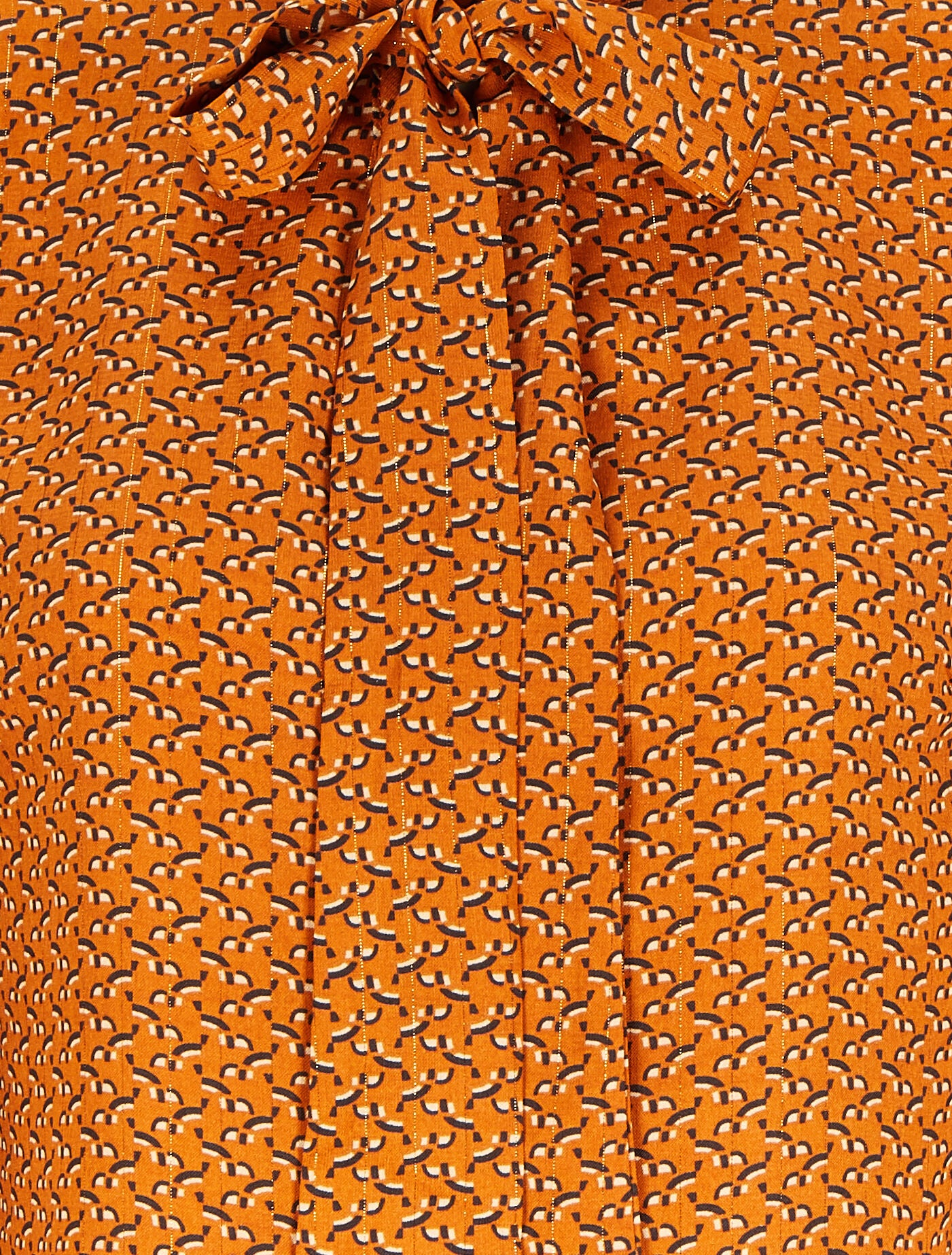 Blouse col lavallière à imprimé graphique - Orange - 3