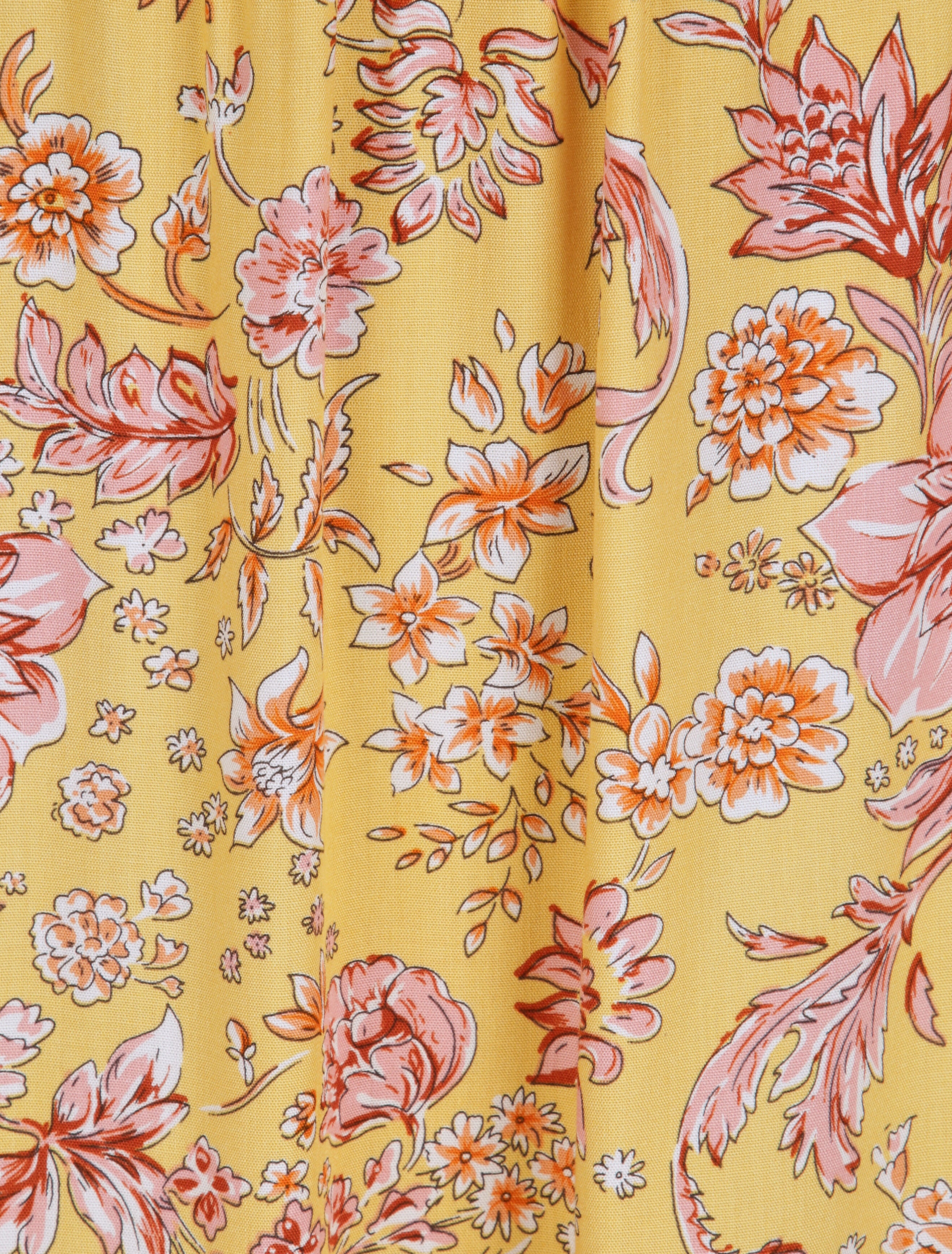 Robe longue à imprimé fleuri - Moutarde - 3
