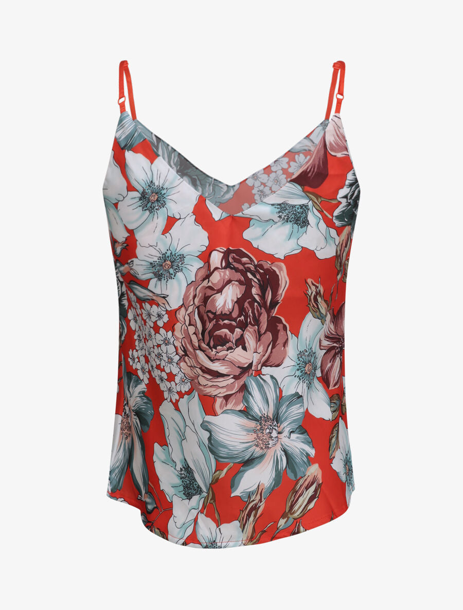 Débardeur carré à motifs fleurs abstraites - Rouge brique - 2