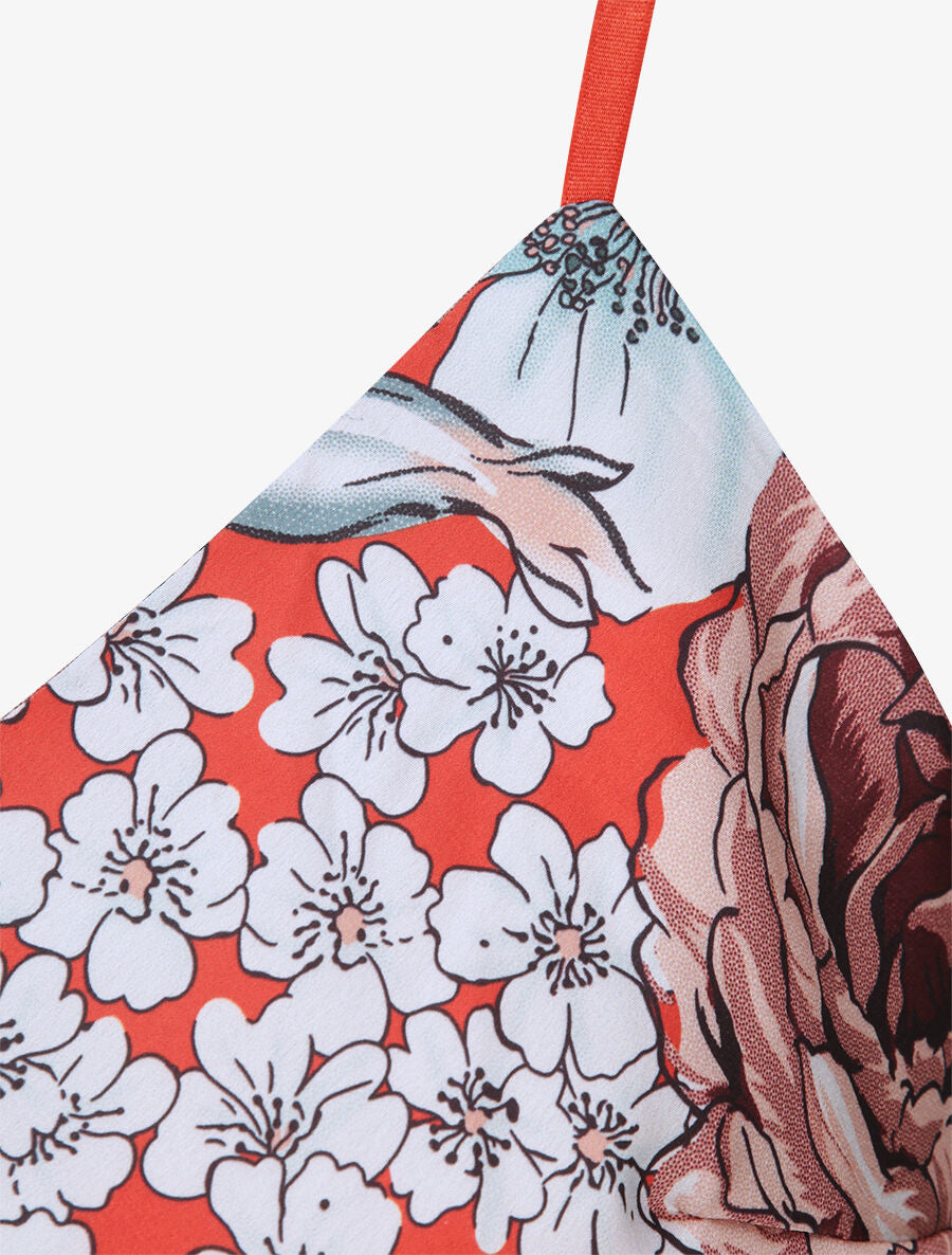 Débardeur carré à motifs fleurs abstraites - Rouge brique - 3