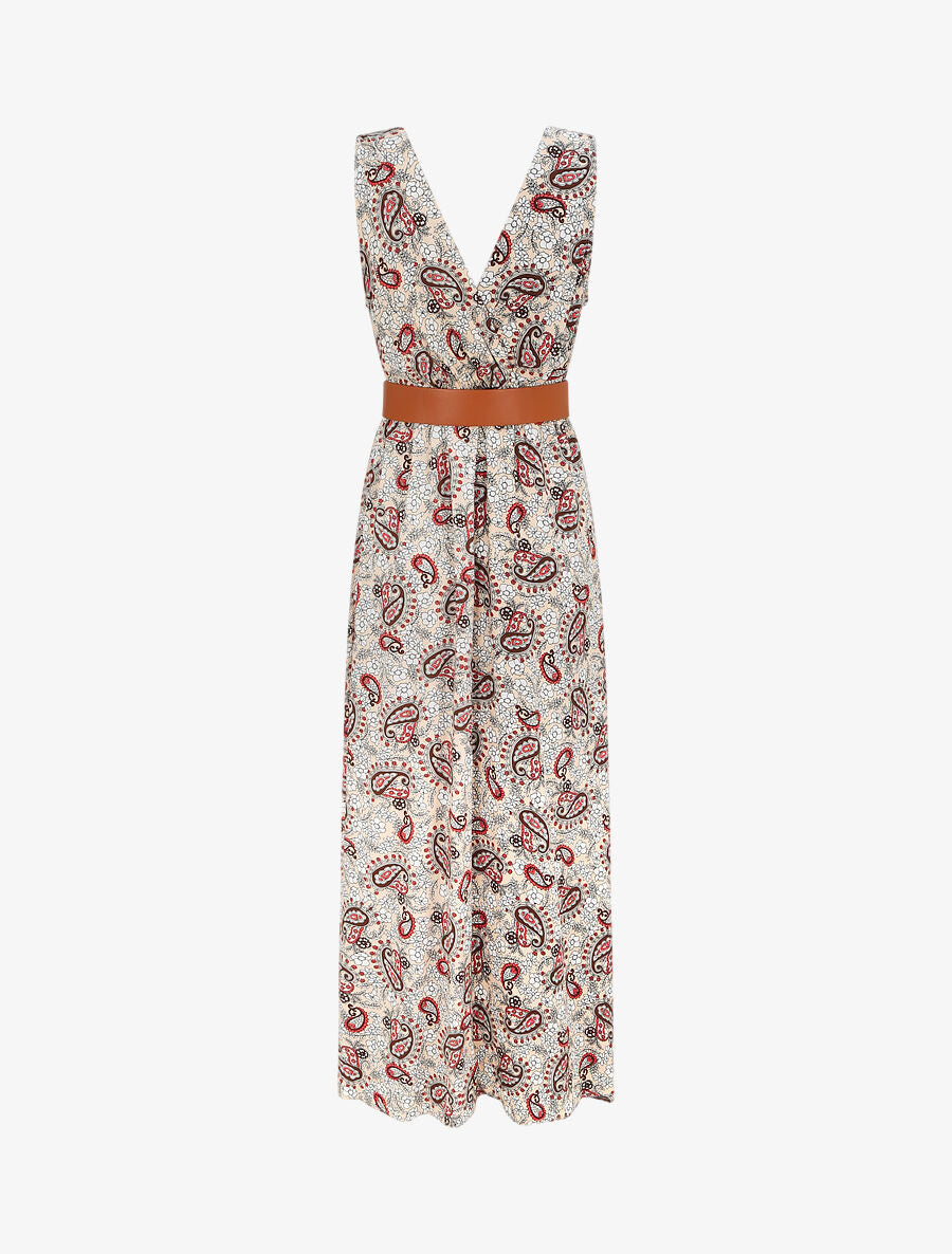 Robe longue empire sans manches imprimé cachemire - Beige - 2