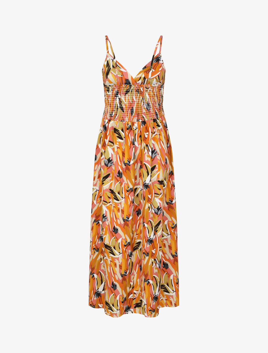 Robe longue cintrée imprimé grandes fleurs - Rose - 2