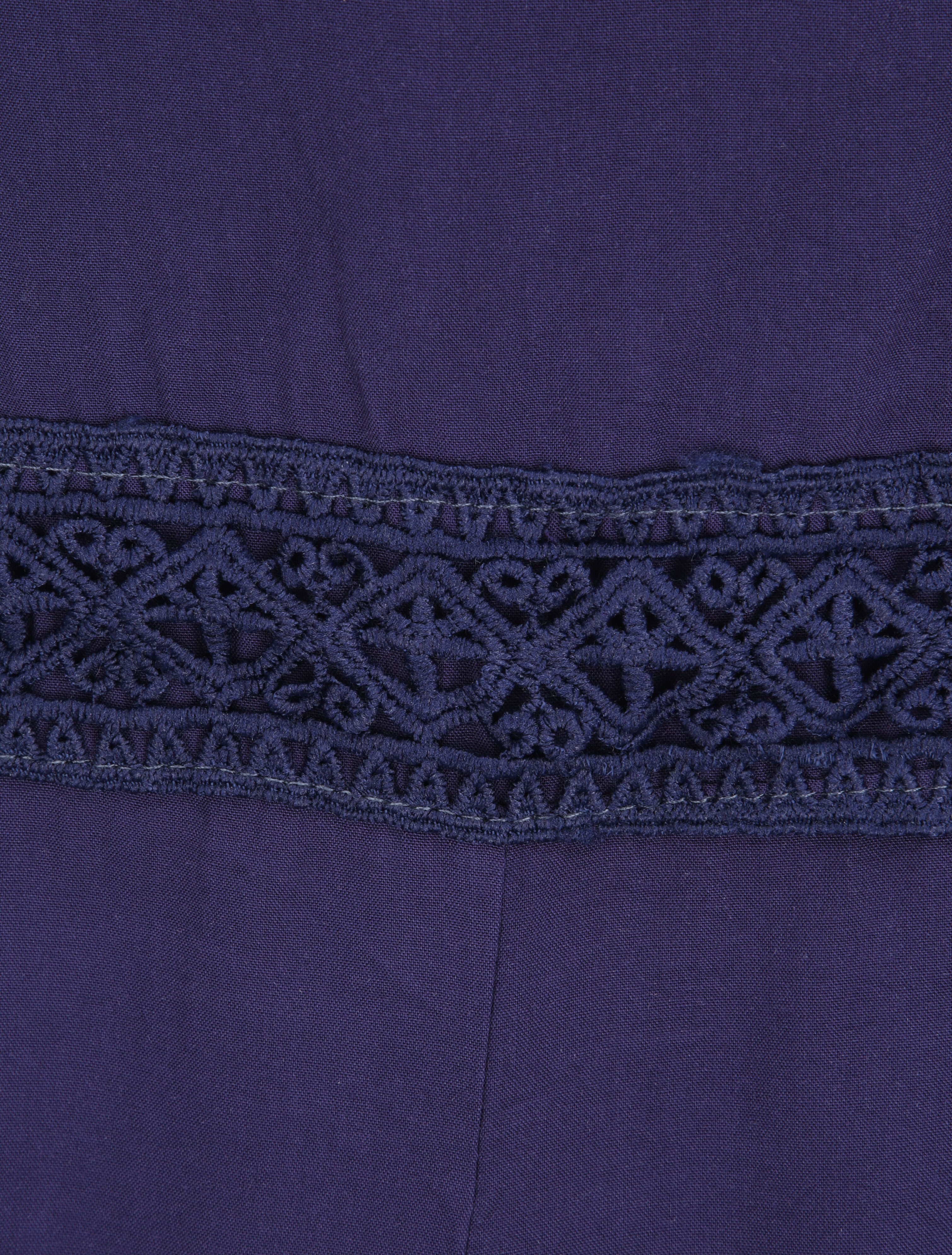 Combishort cintré fluide à détail dentelle - Marine - 3
