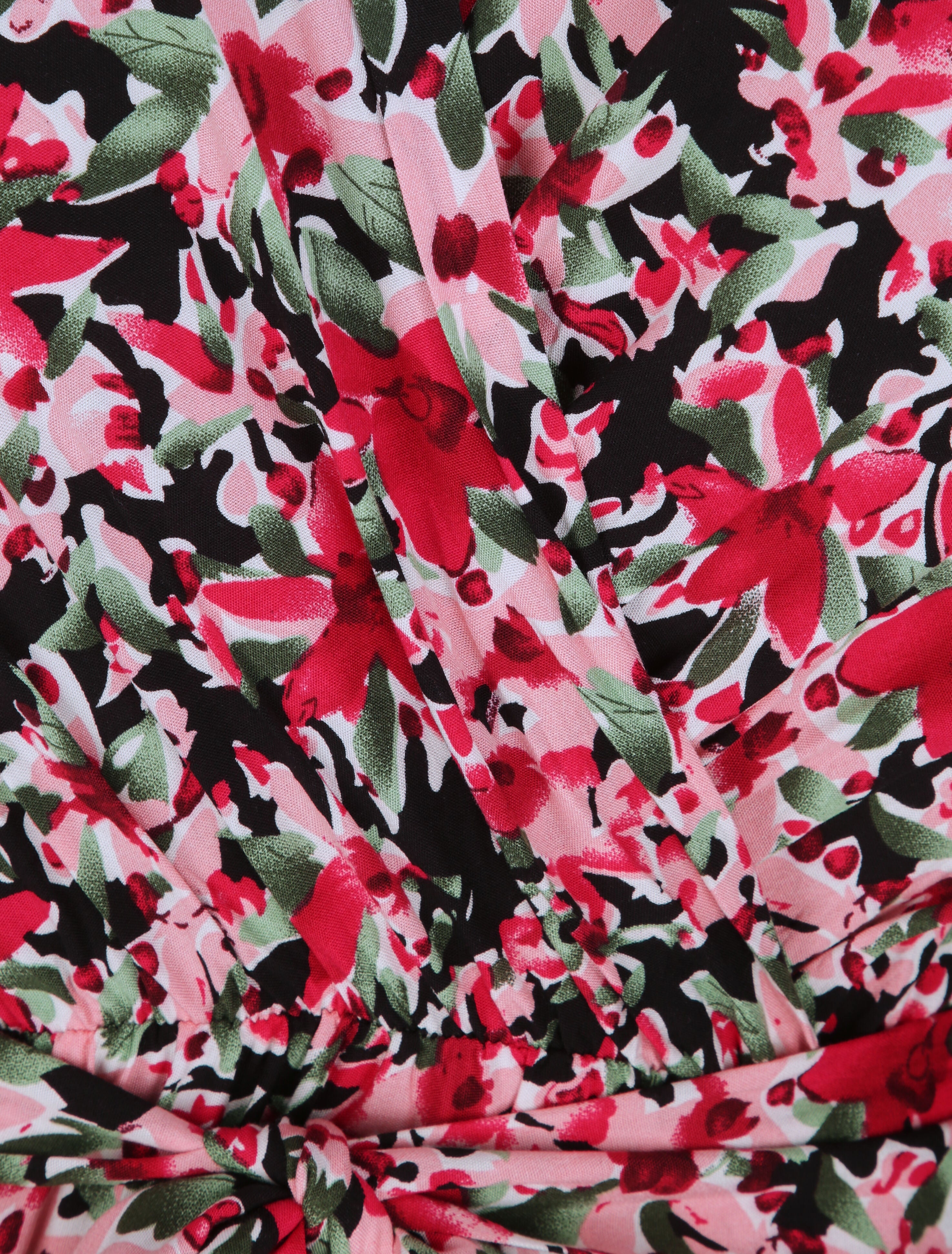 Robe cache-coeur à imprimé fleurs diverses - Noir - 3