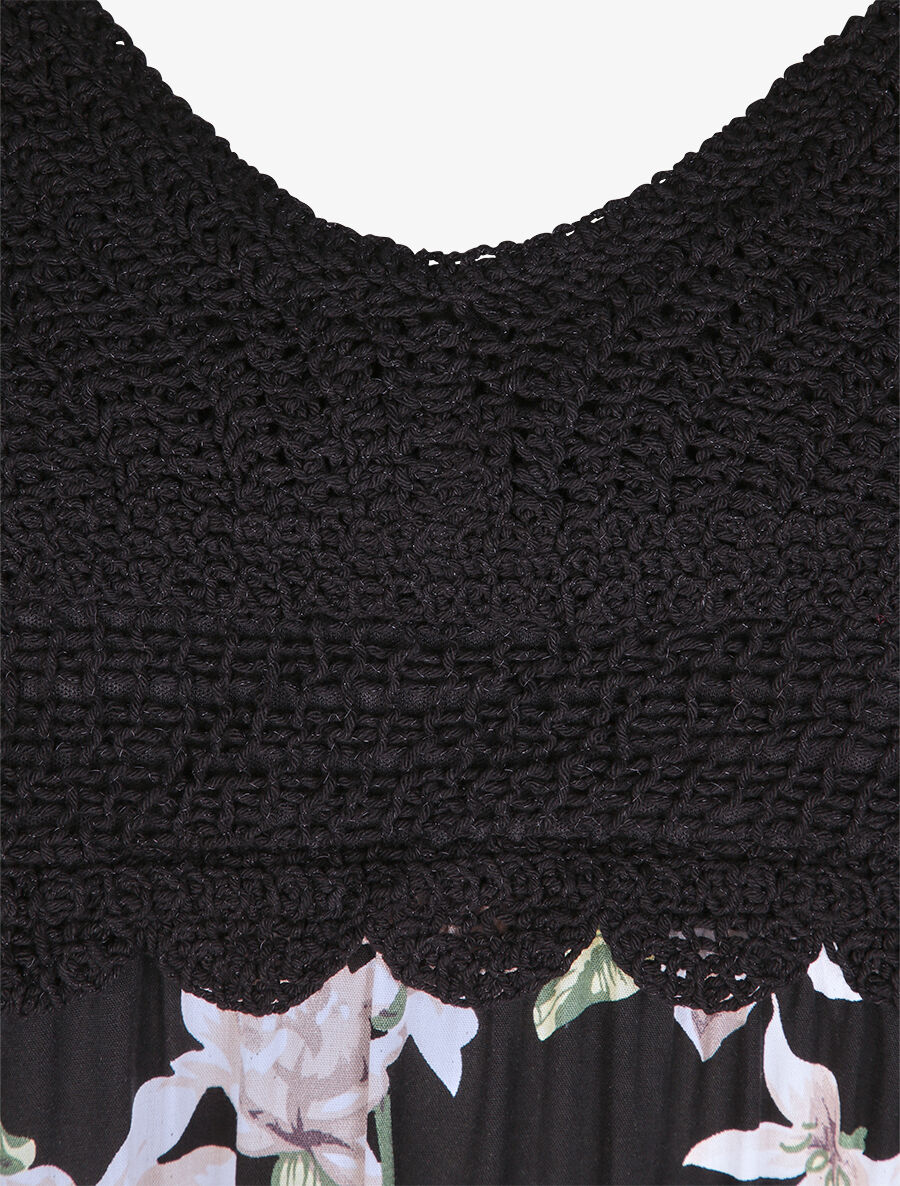 Robe à buste en crochet - Noir - 3