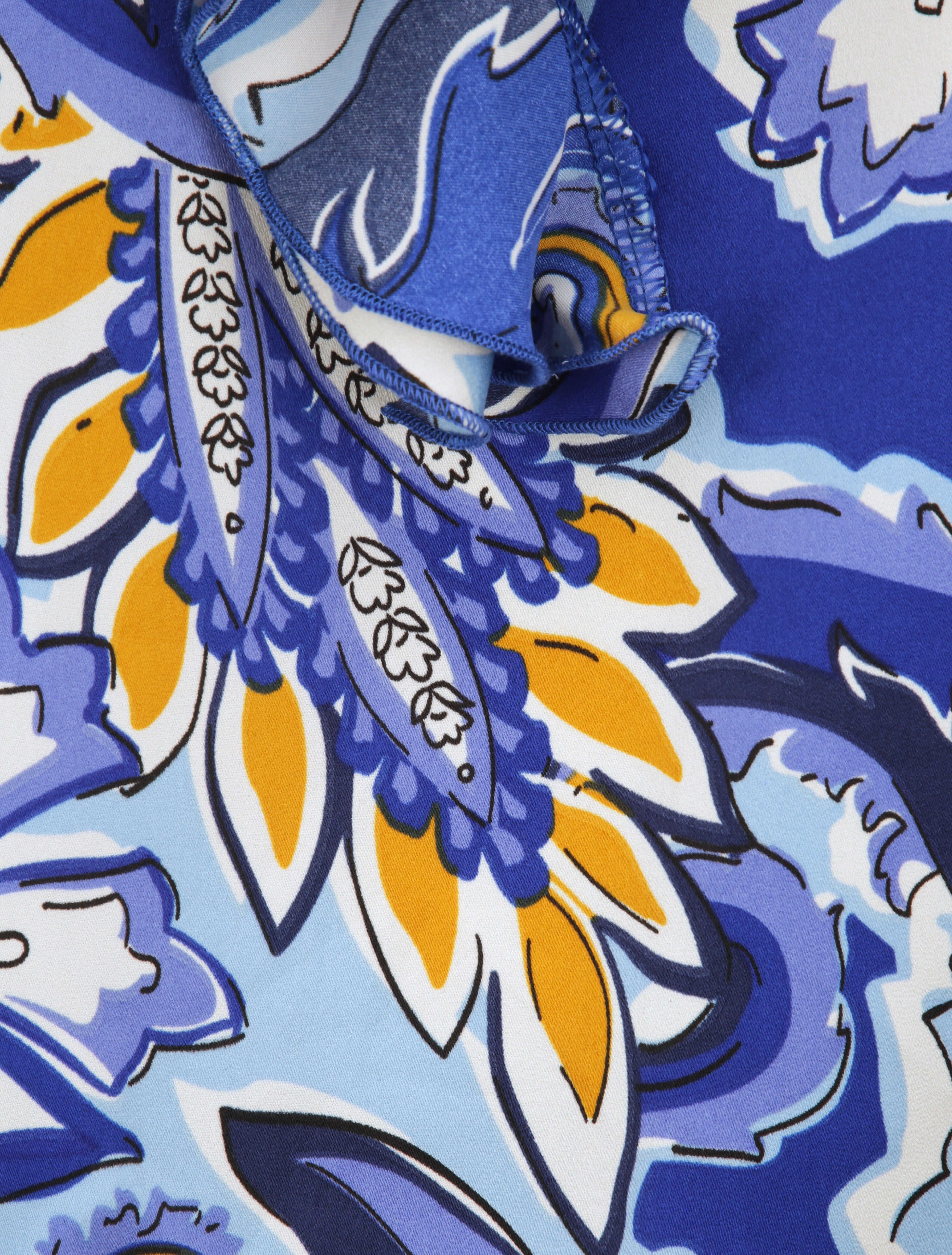 Débardeur carré à motifs tropicaux à col volanté - Bleu - 4