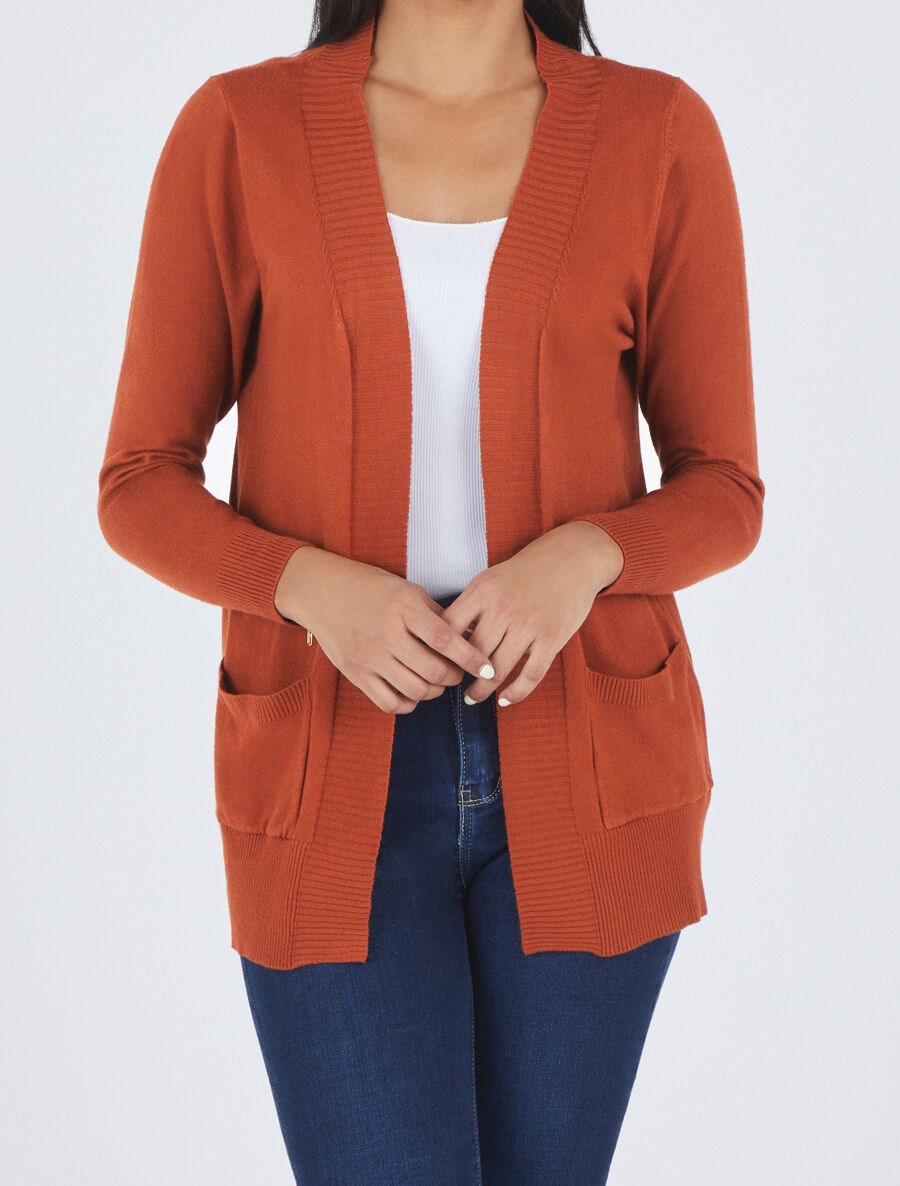 Gilet fin uni à poches plaquées - Rouille - 4