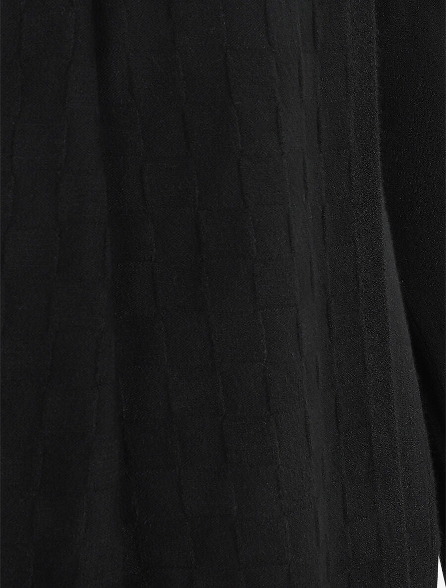 Gilet mi-long à col châle damier - Noir - 3