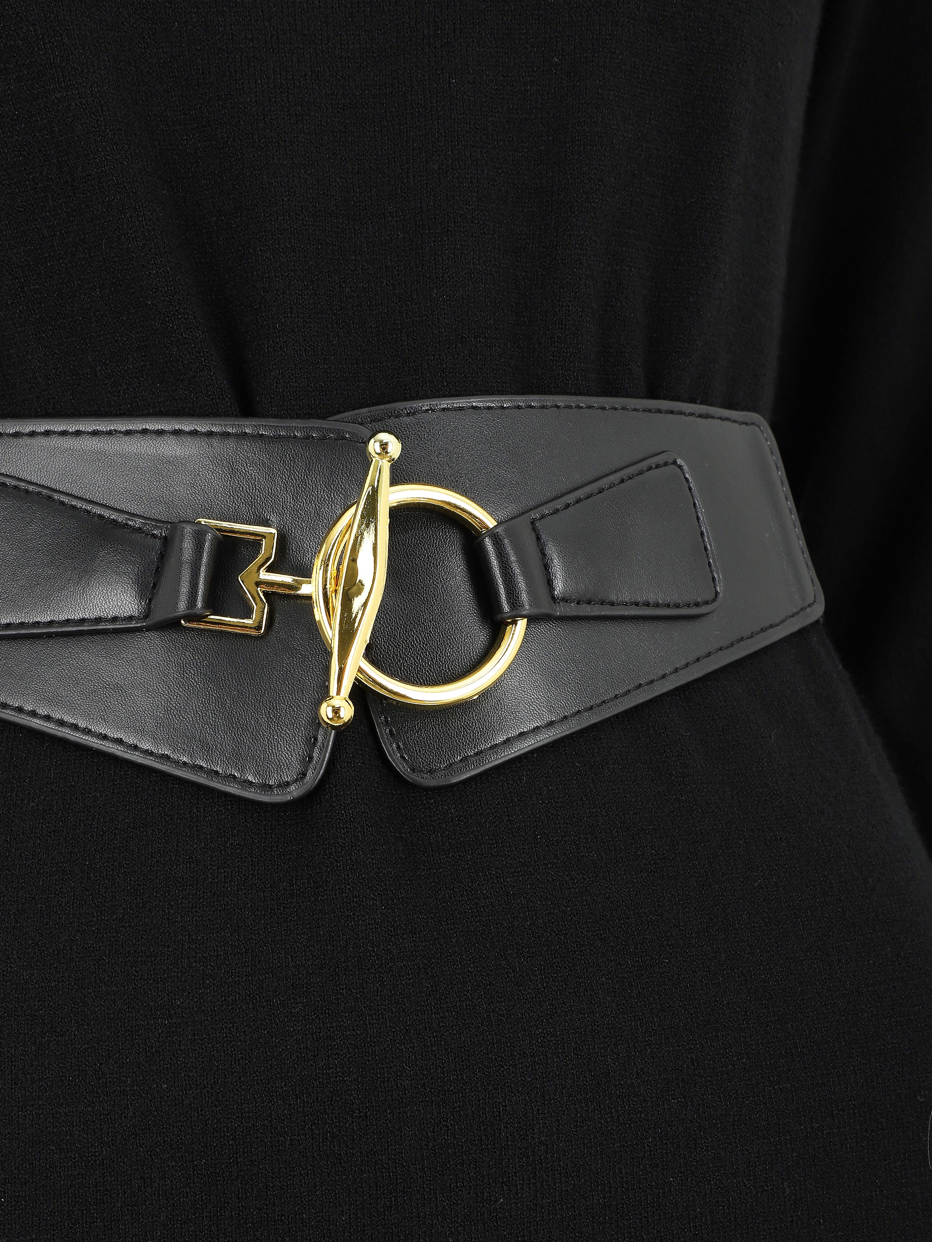 Robe pull courte à col montant - Noir - 3