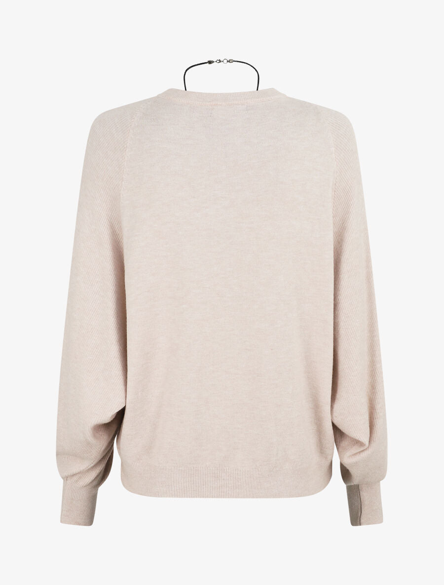 Pull ample à manches côtelés - Beige - 2