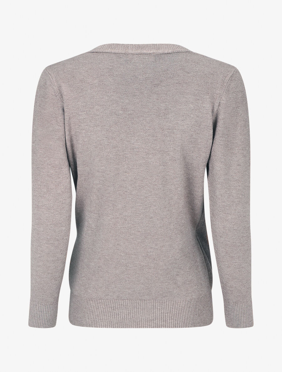 Pull cache-coeur à détail dentelle - Taupe - 2