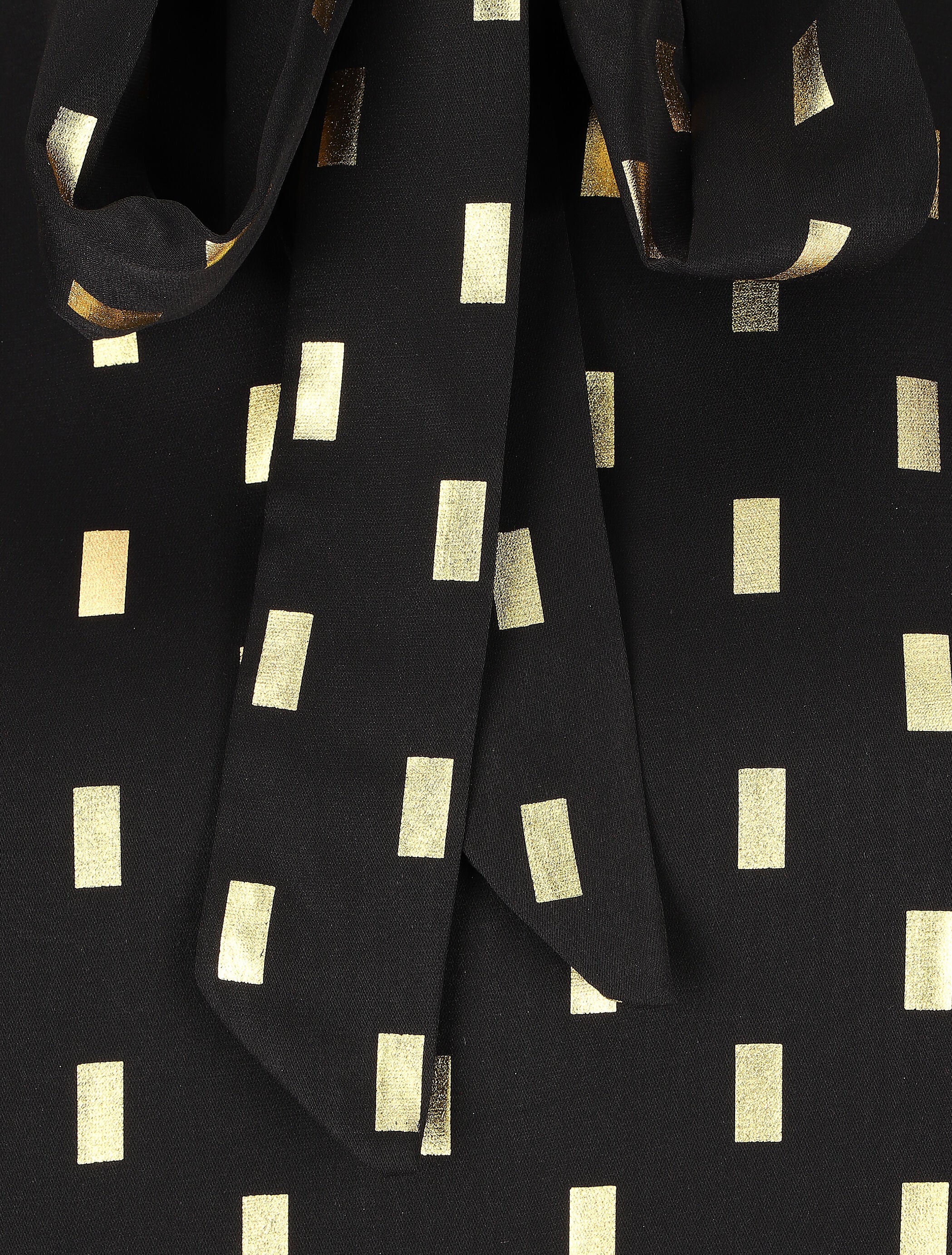 Blouse col lavallière à imprimé rectangles dorés - Noir - 3
