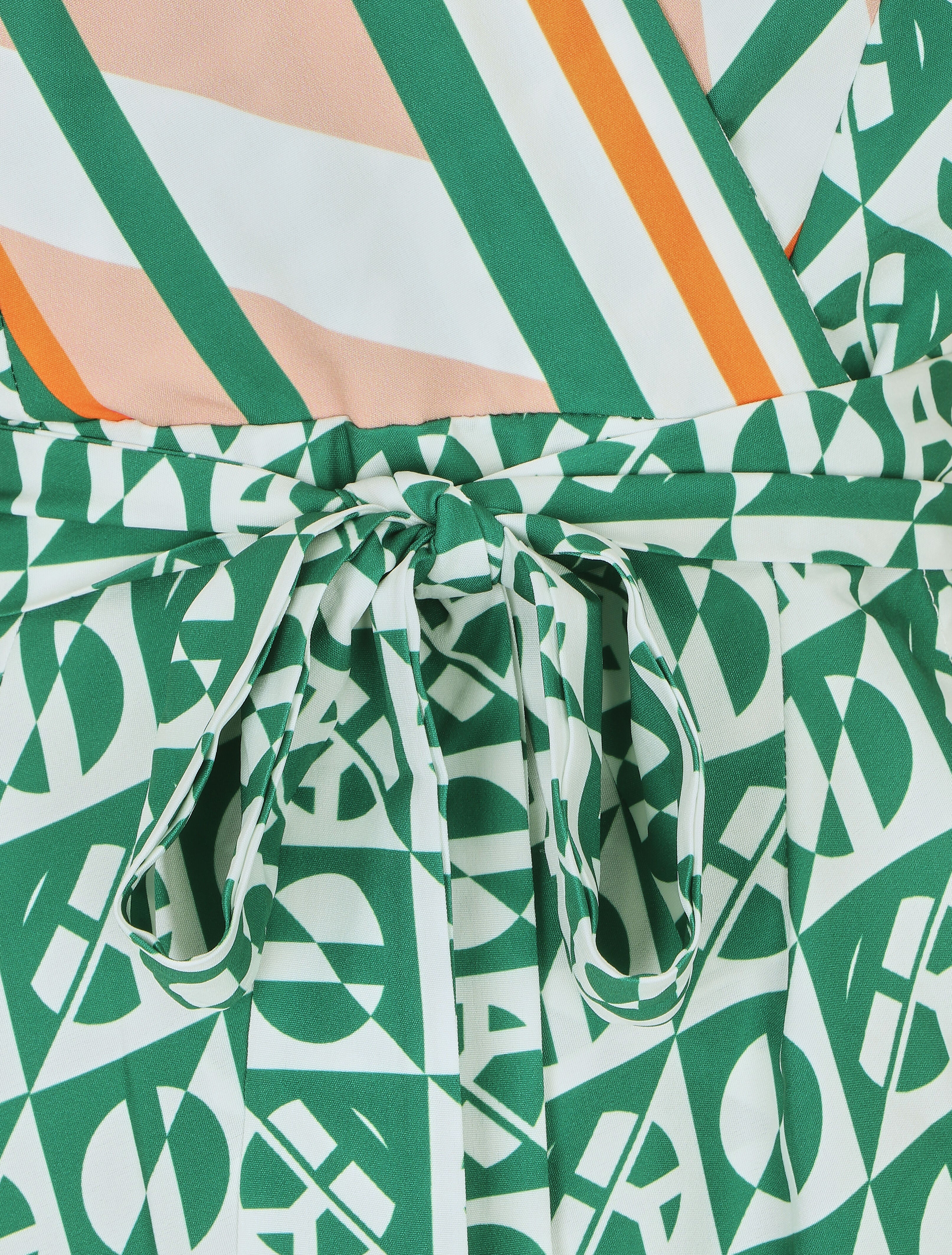 Robe foulard style portefeuille imprimé graphique - Vert - 3