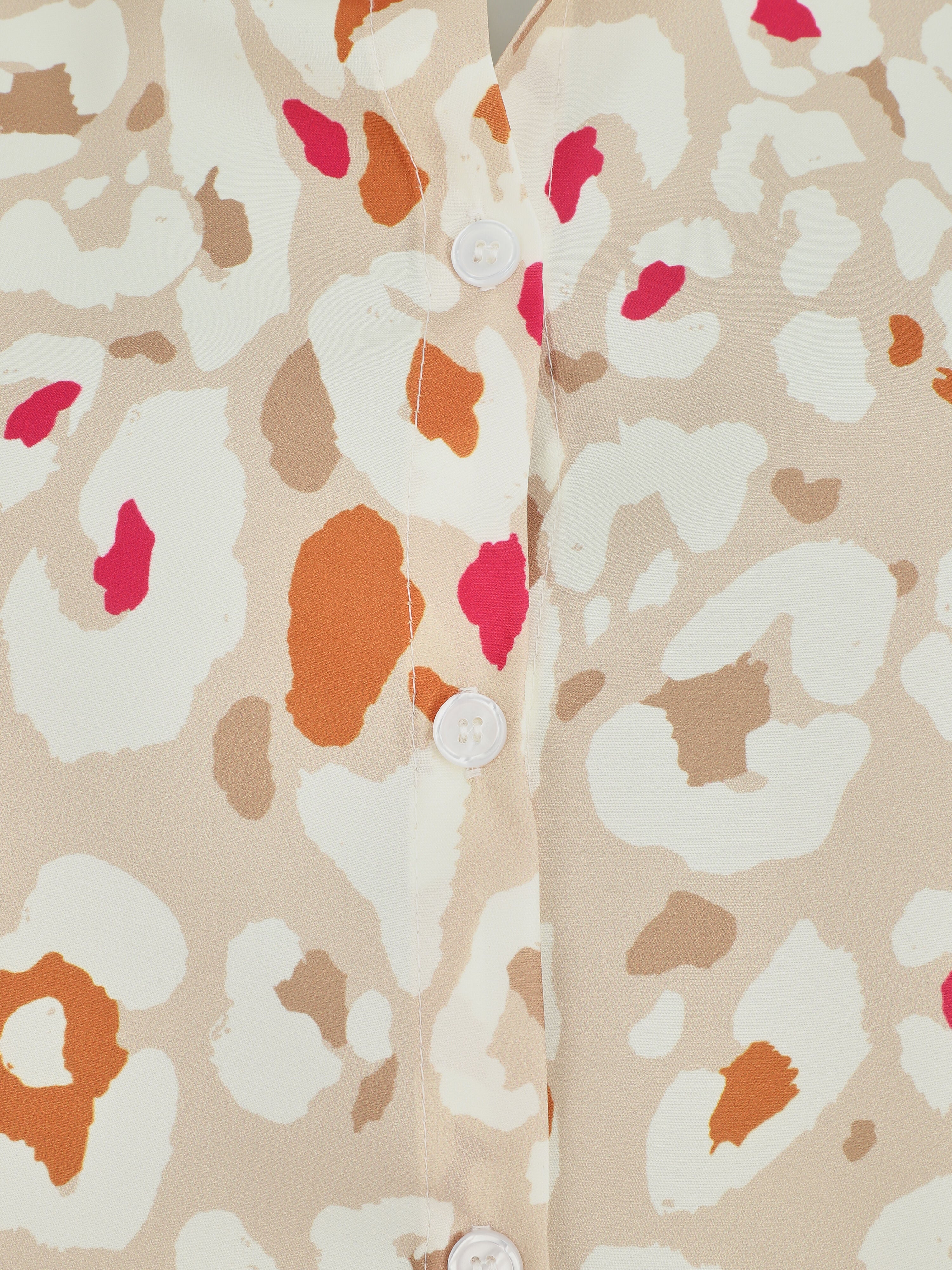 Blouse sans manches à imprimé abstrait - Beige - 3