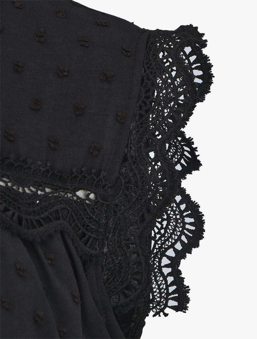 Blouse unie sans manches texturée - Noir - 3