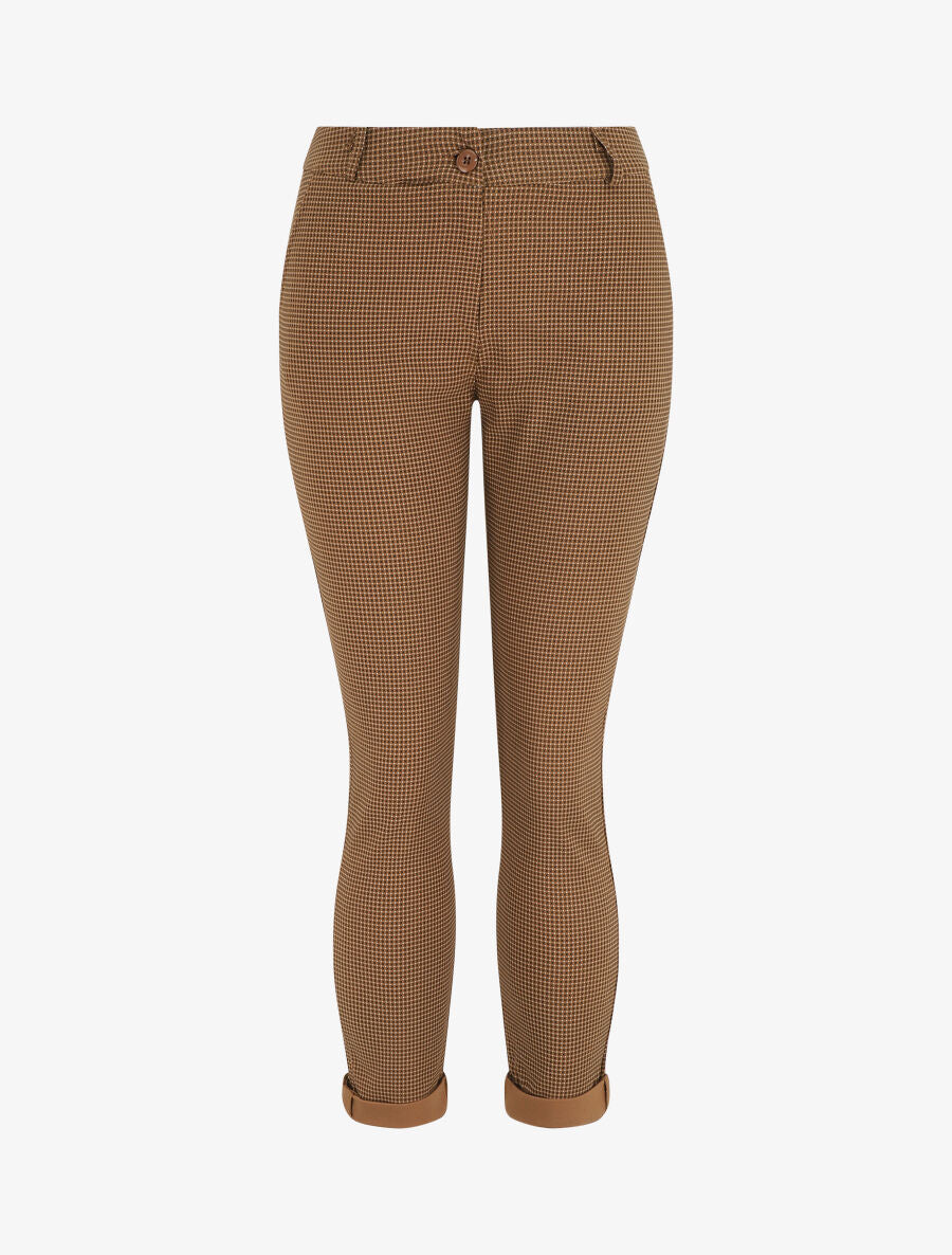 Pantalon droit taille haute imprimé petits points - Marron - 5