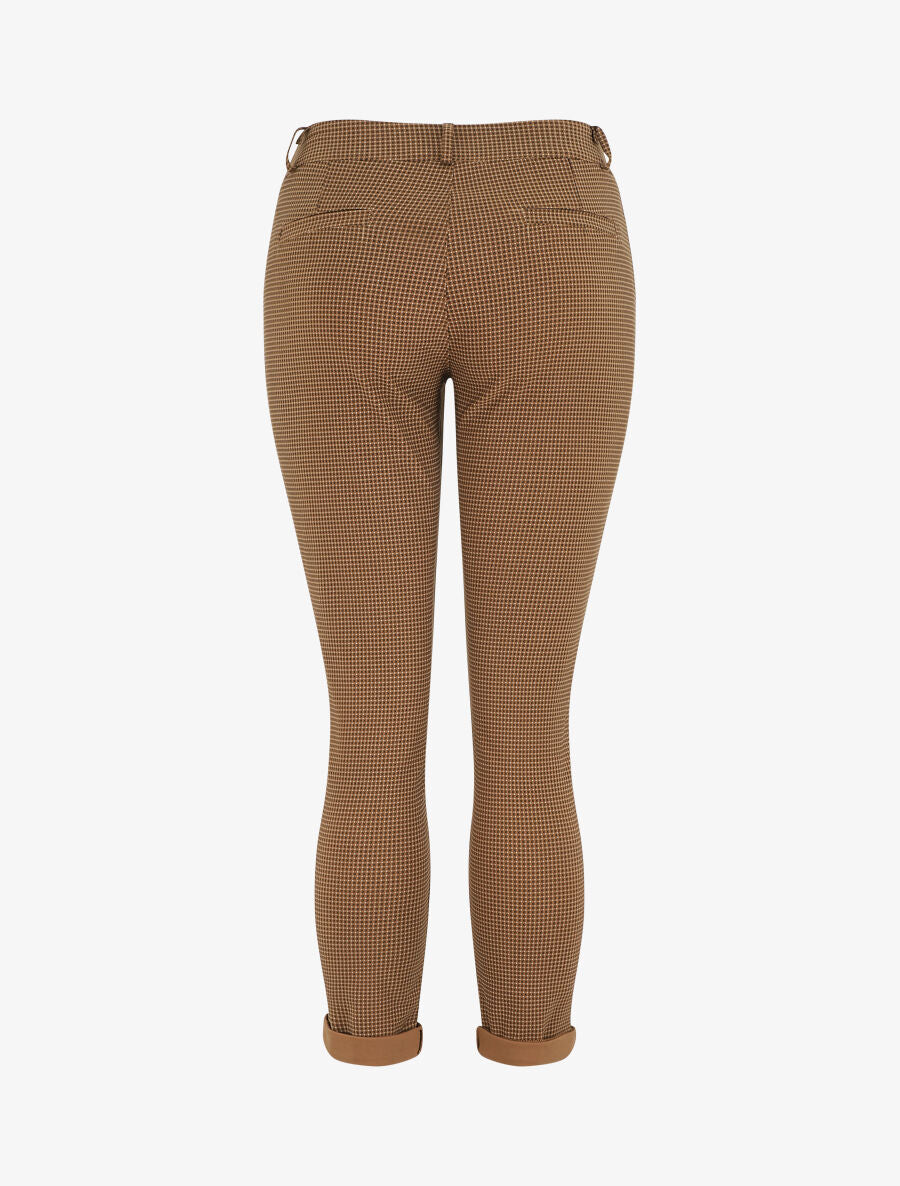Pantalon droit taille haute imprimé petits points - Marron - 2