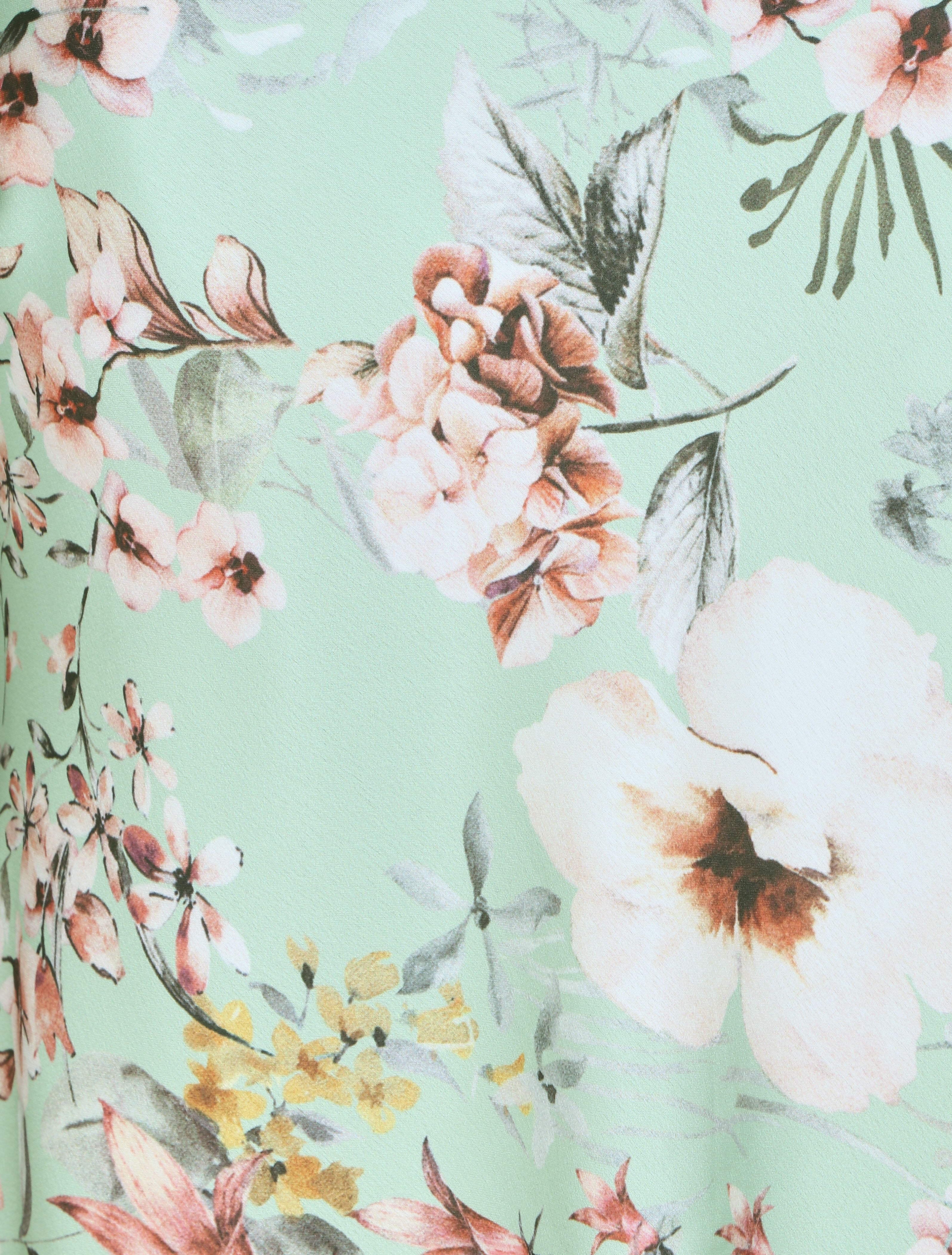 Caraco satiné imprimé fleurs - Vert d&