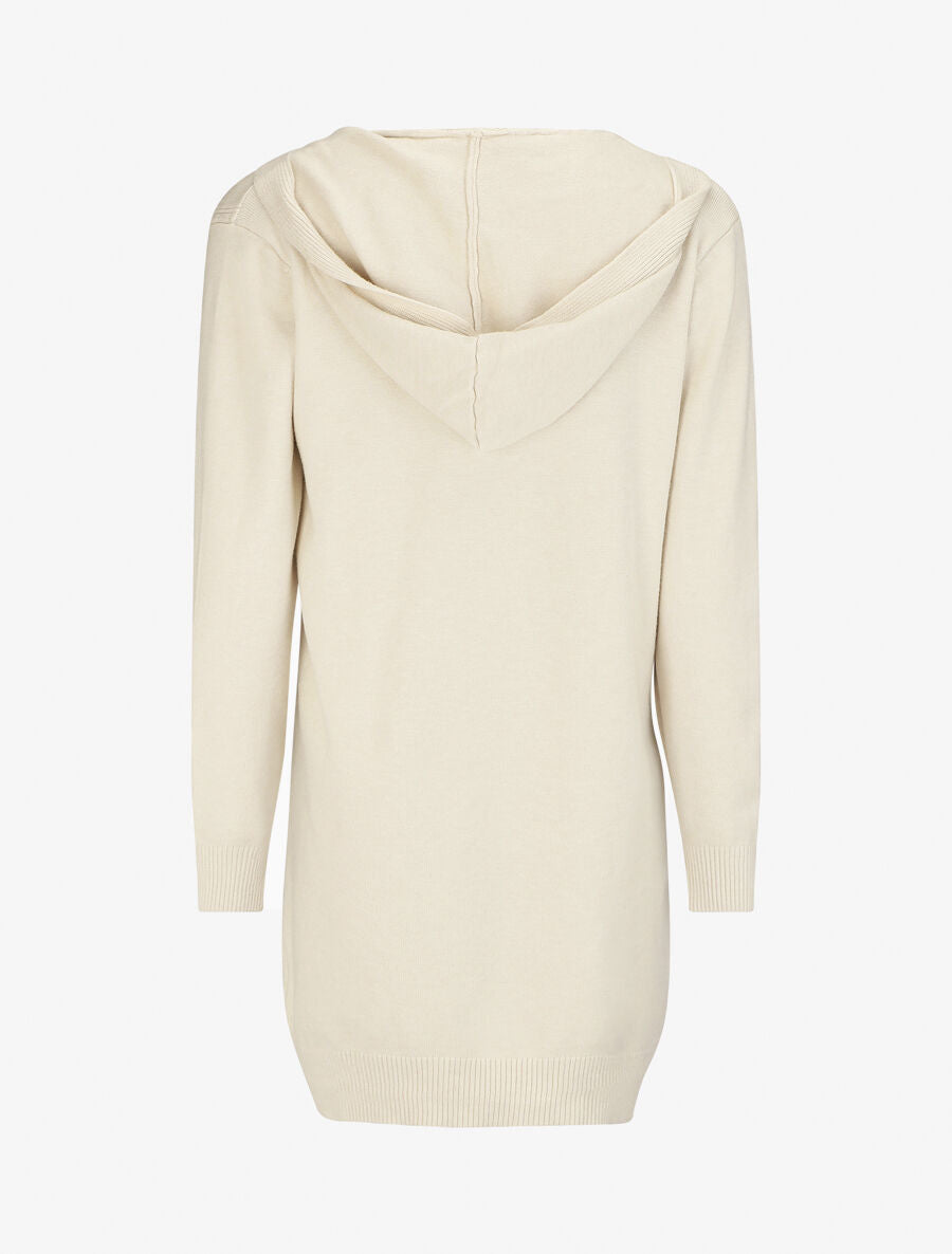 Gilet long à capuche - Crème - 2