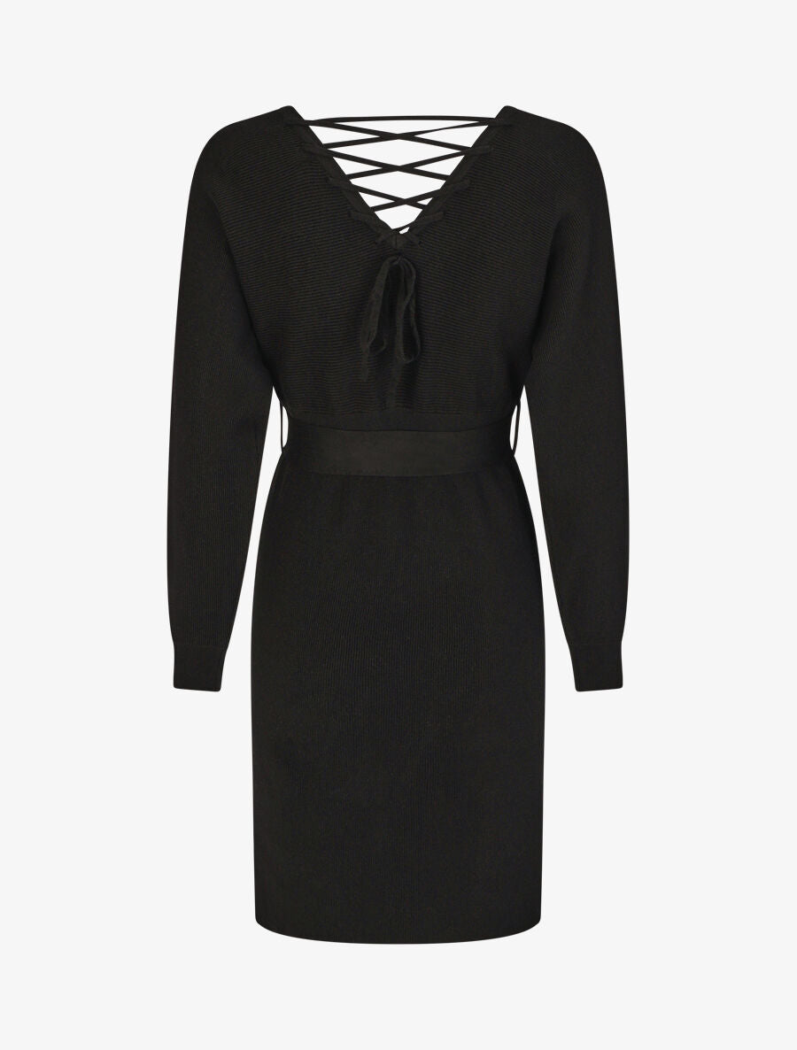 Robe mi-longue ajourée dans le dos - Noir - 2