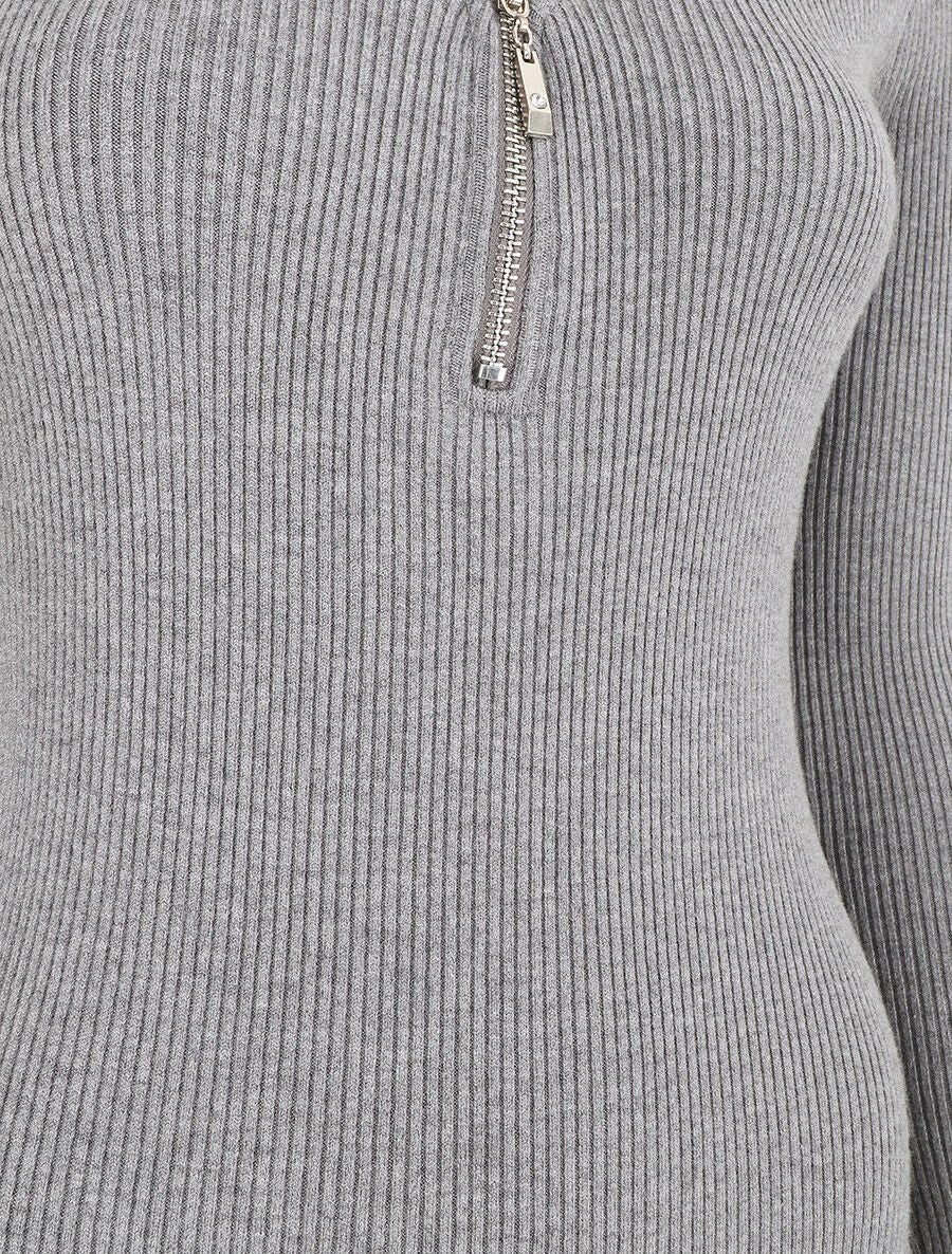 Robe pull côtelé à dos ajouré - Gris clair - 3