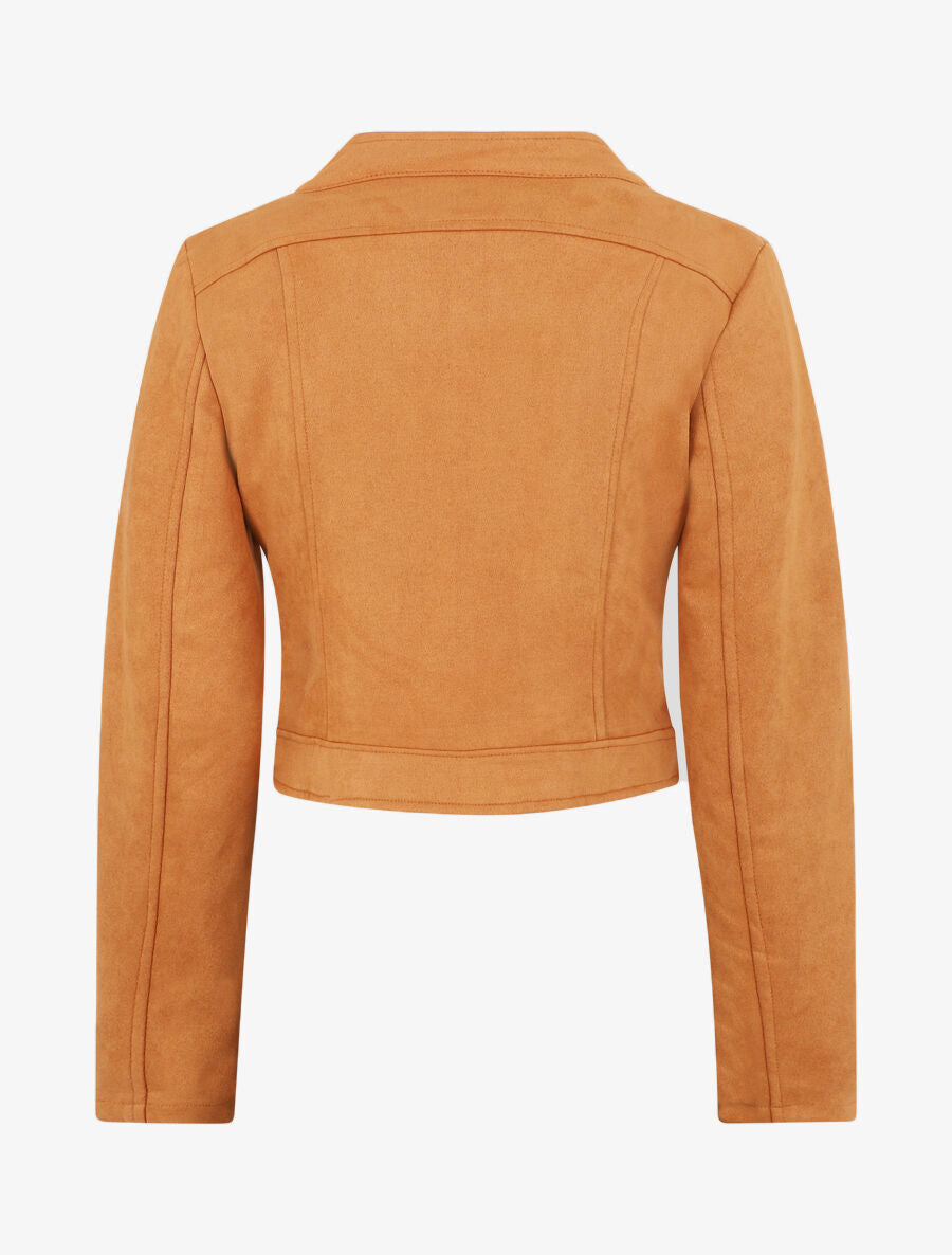 Veste en suédine à mutiples zip - Camel - 2