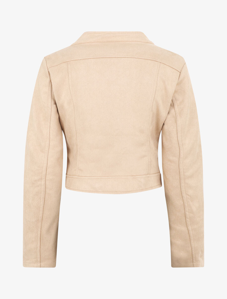 Veste en suédine à mutiples zip - Beige - 2