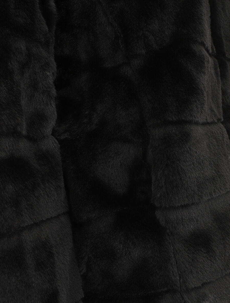 Veste à capuche en fourrure synthétique - Noir - 3