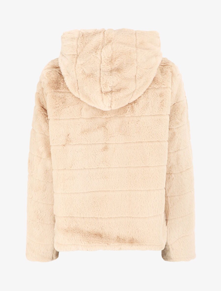 Veste à capuche en fourrure synthétique - Beige - 2