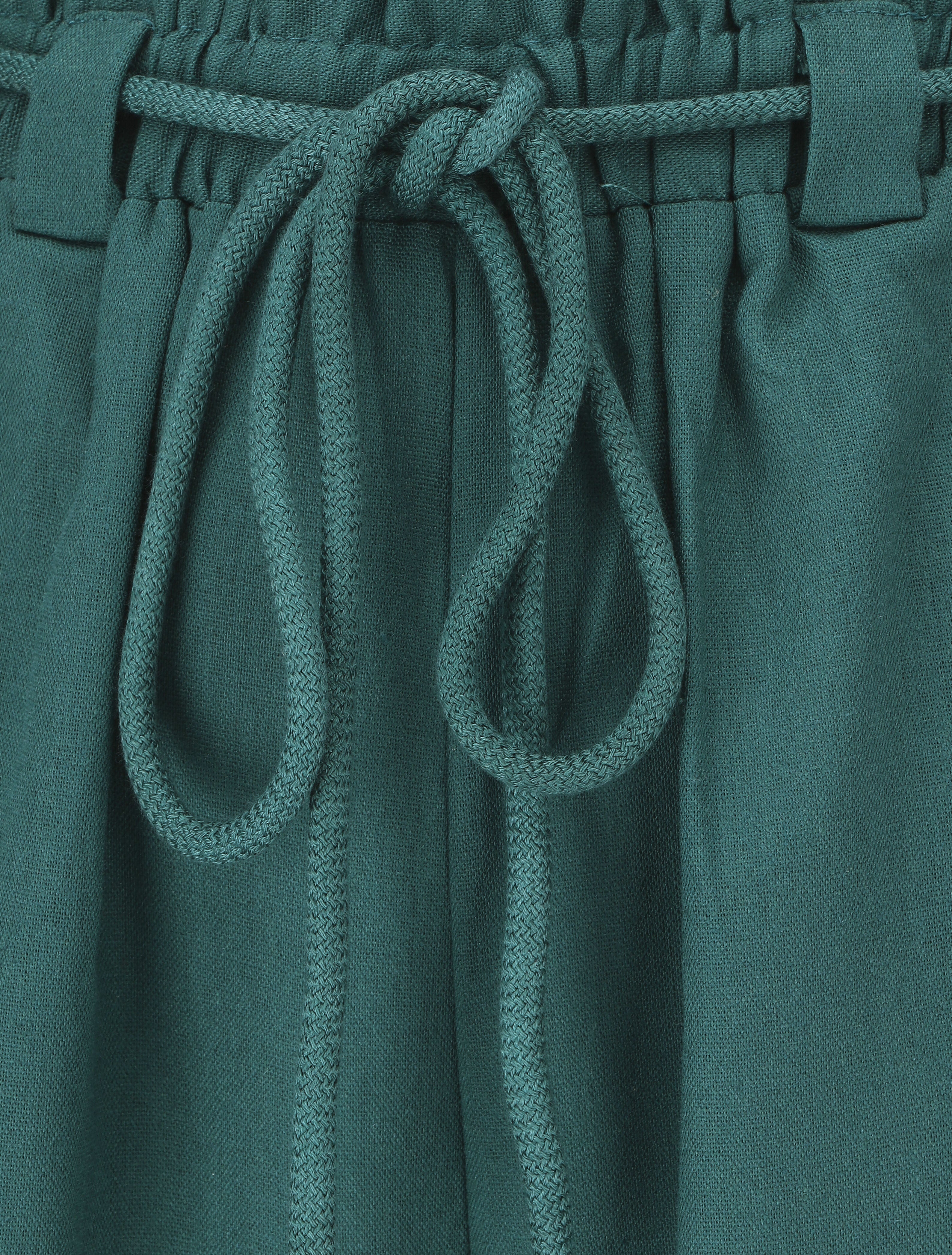 Pantalon élastiqué effet lin - Bleu canard - 3