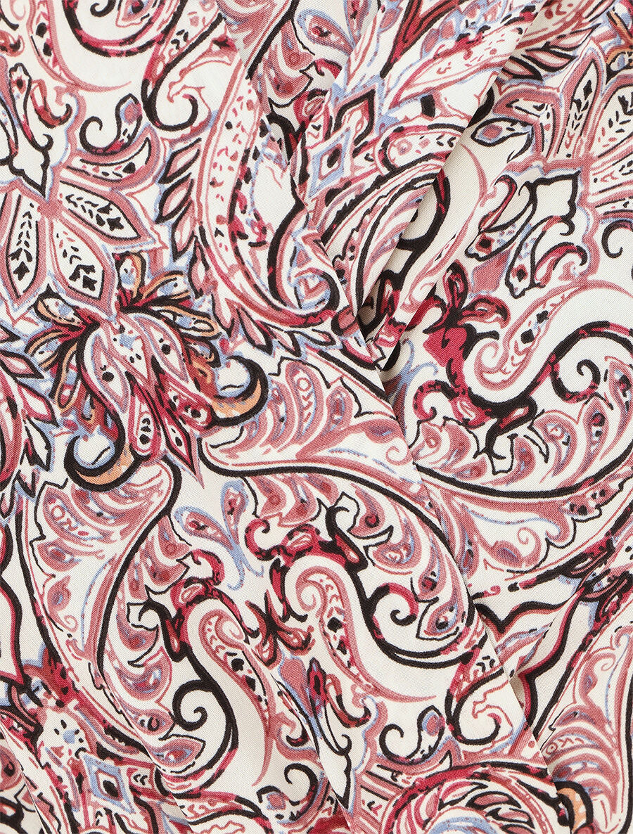 Robe imprimé foulard à manches courtes volantées - Vieux rose - 3