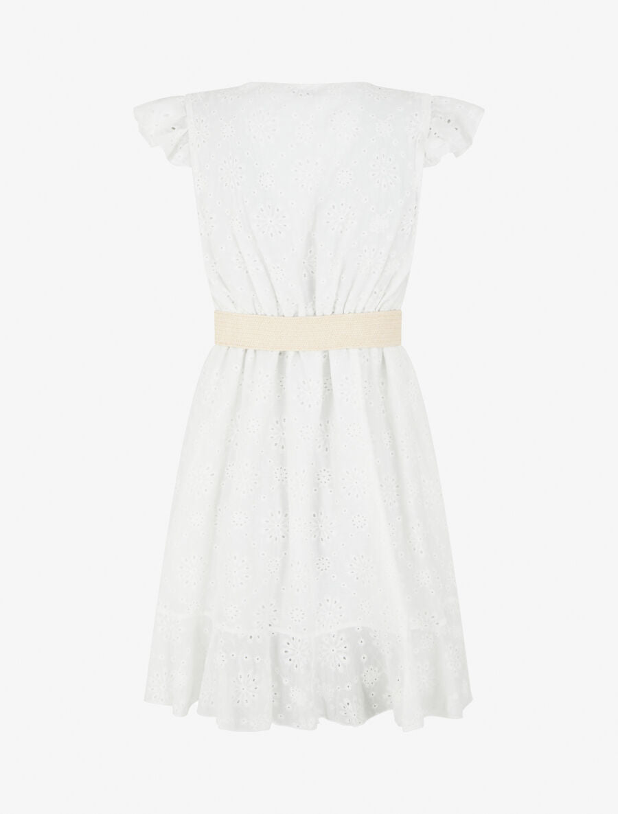 Robe courte évasée en broderie anglaise - Blanc - 2