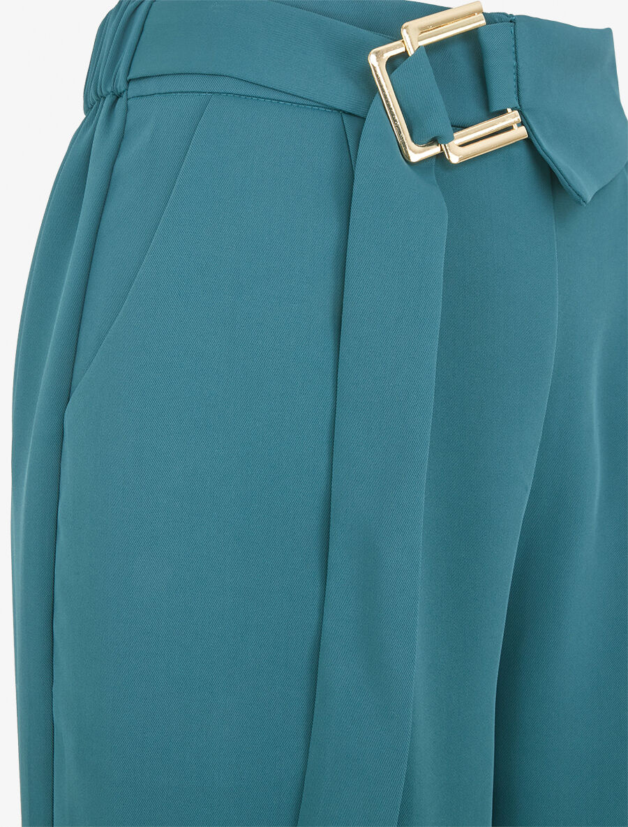 Pantalon ample à double boucles dorées - Bleu canard - 3