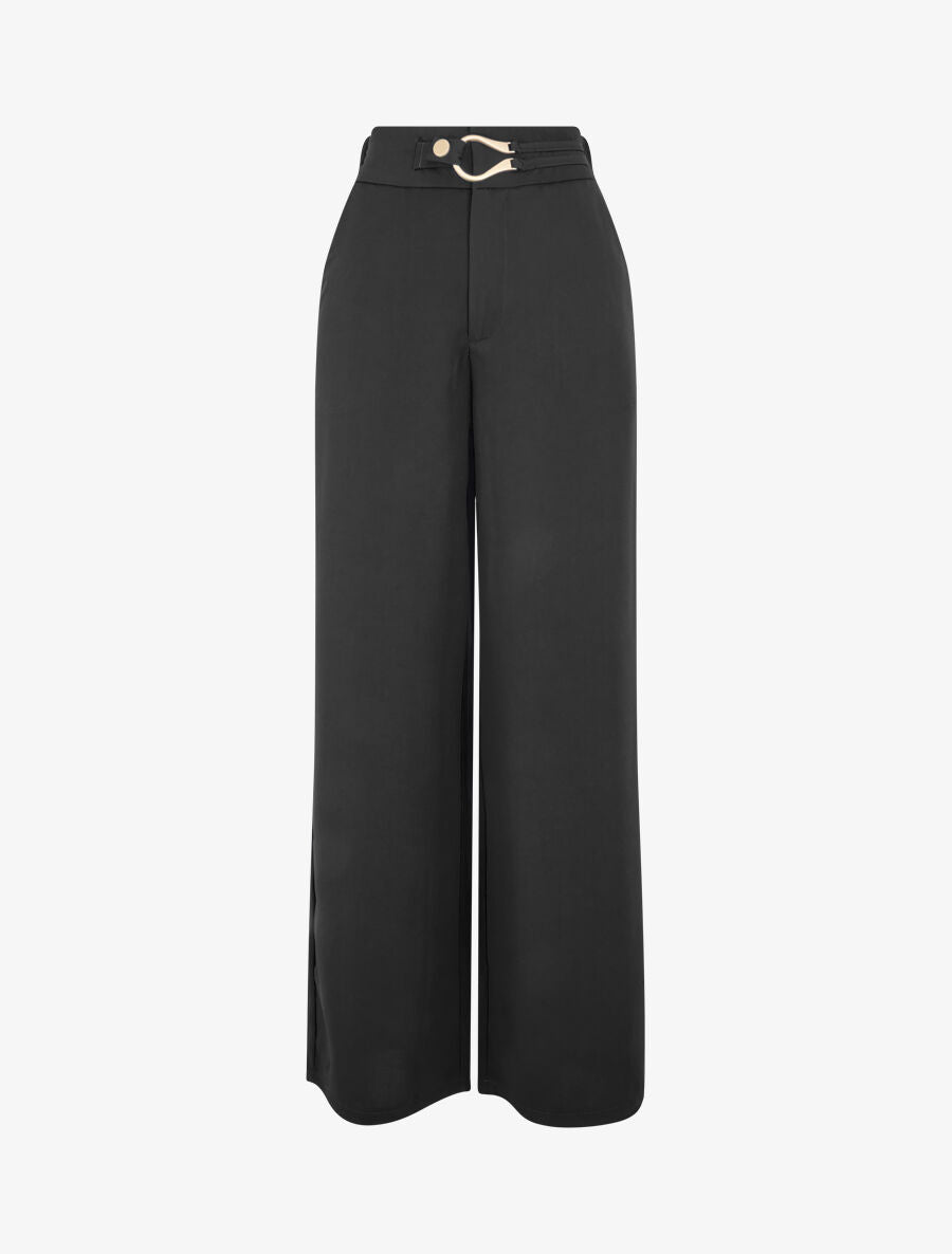 Pantalon ample à fermeture stylisée - Noir - 1