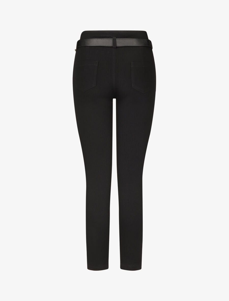 Pantalon coupe skinny à 2 boutons et ceinture - Noir - 2