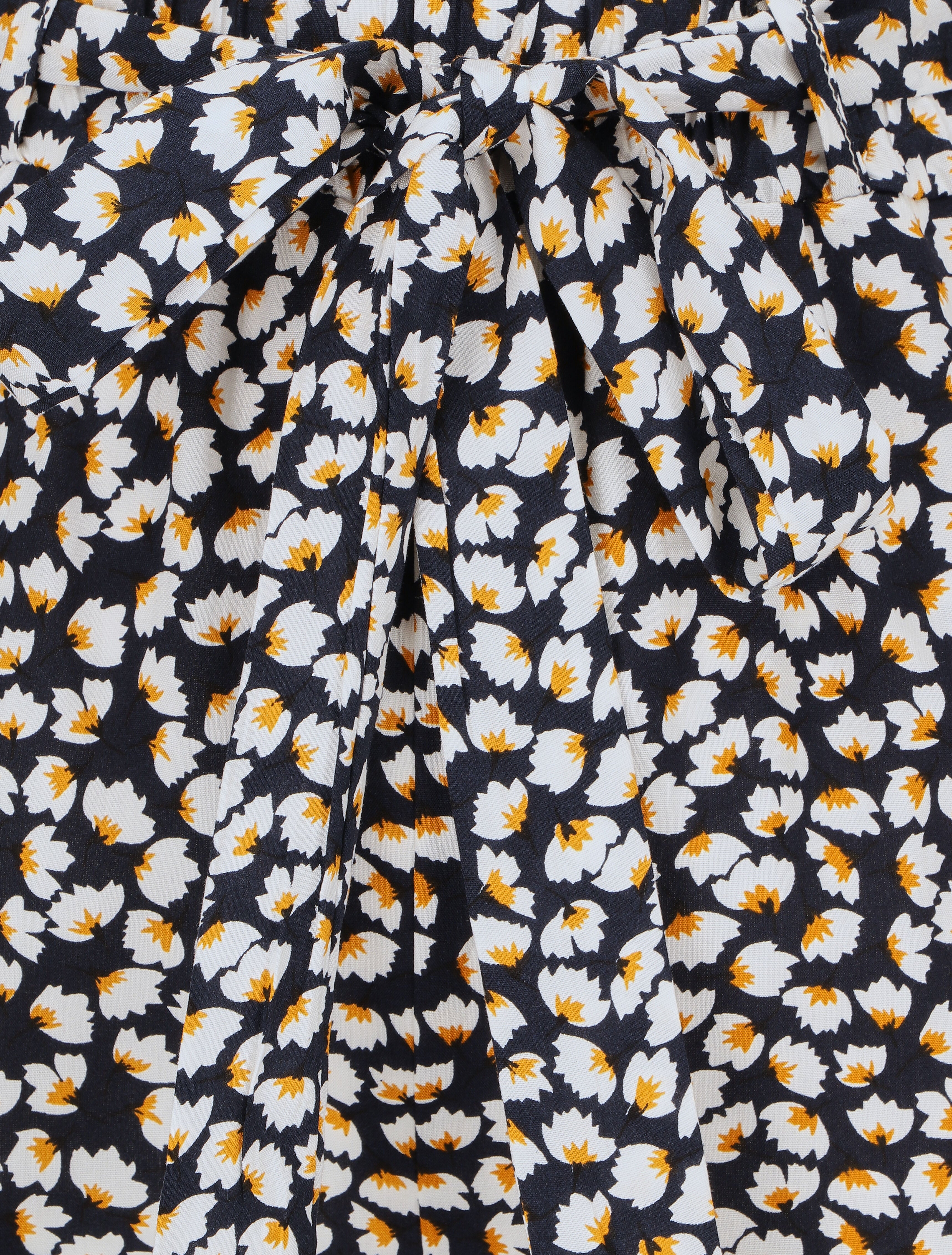 Short fluide imprimé petites fleurs et ceinturé - Bleu nuit - 3