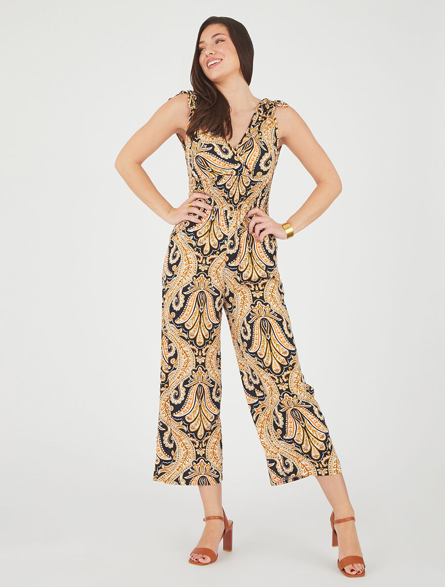 Combinaison sans manches imprimé cachemire - Marine/jaune - 4