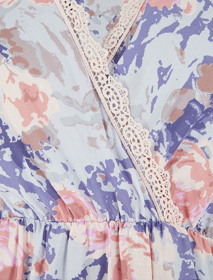 Robe imprimé abstrait à détail brodé - Rose - 3