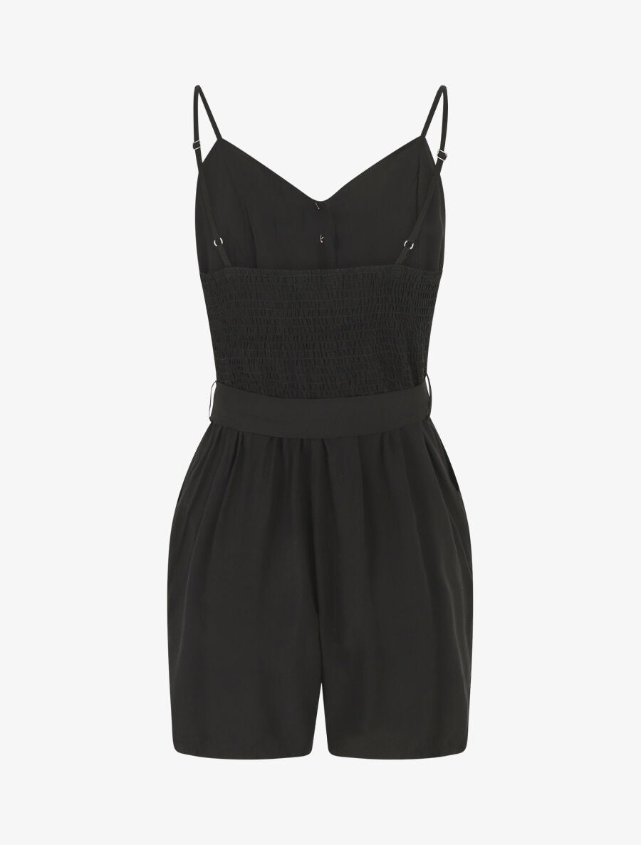 Combishort unie ceinturée - Noir - 2