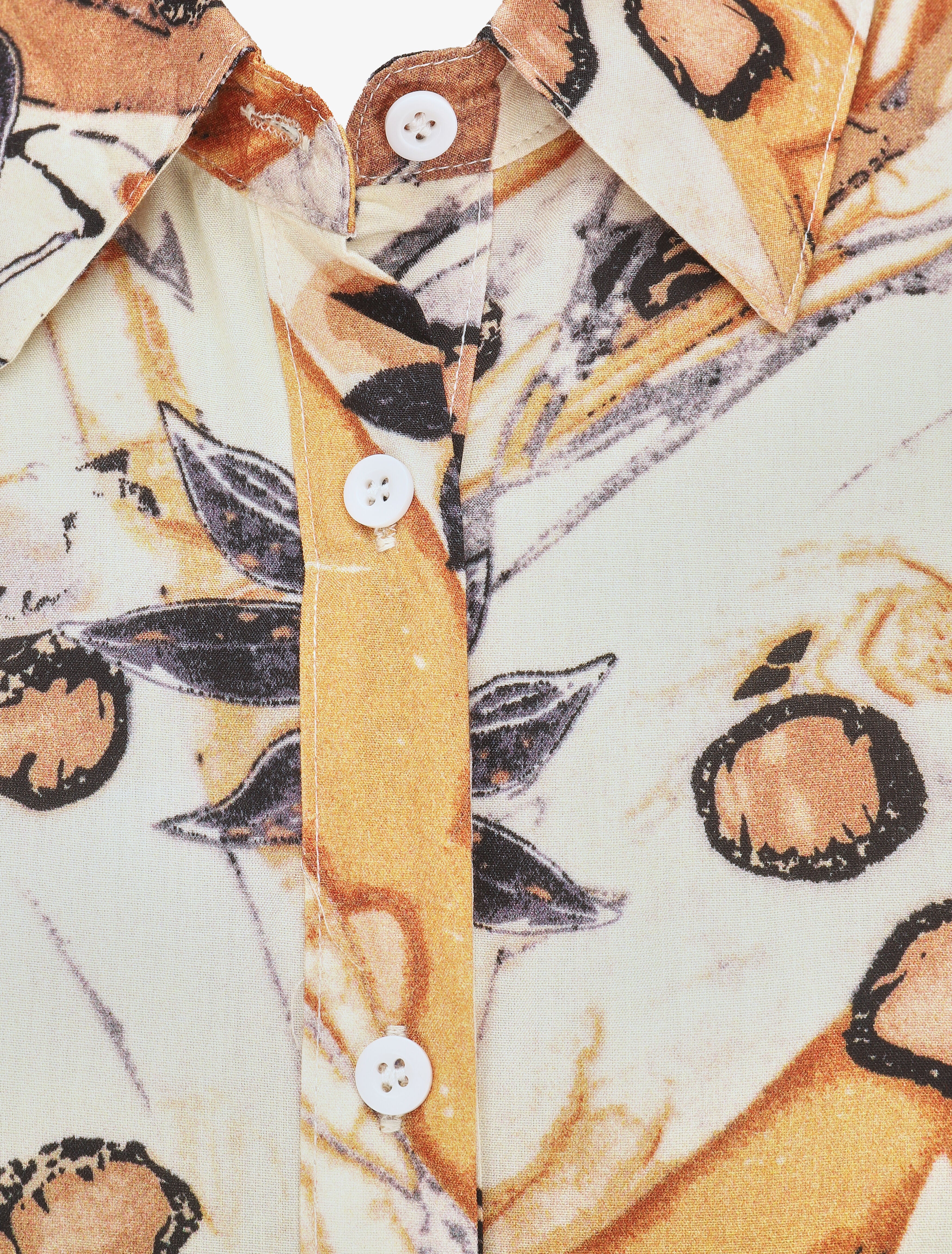 Robe longue sans manches imprimé feuille - Beige - 3