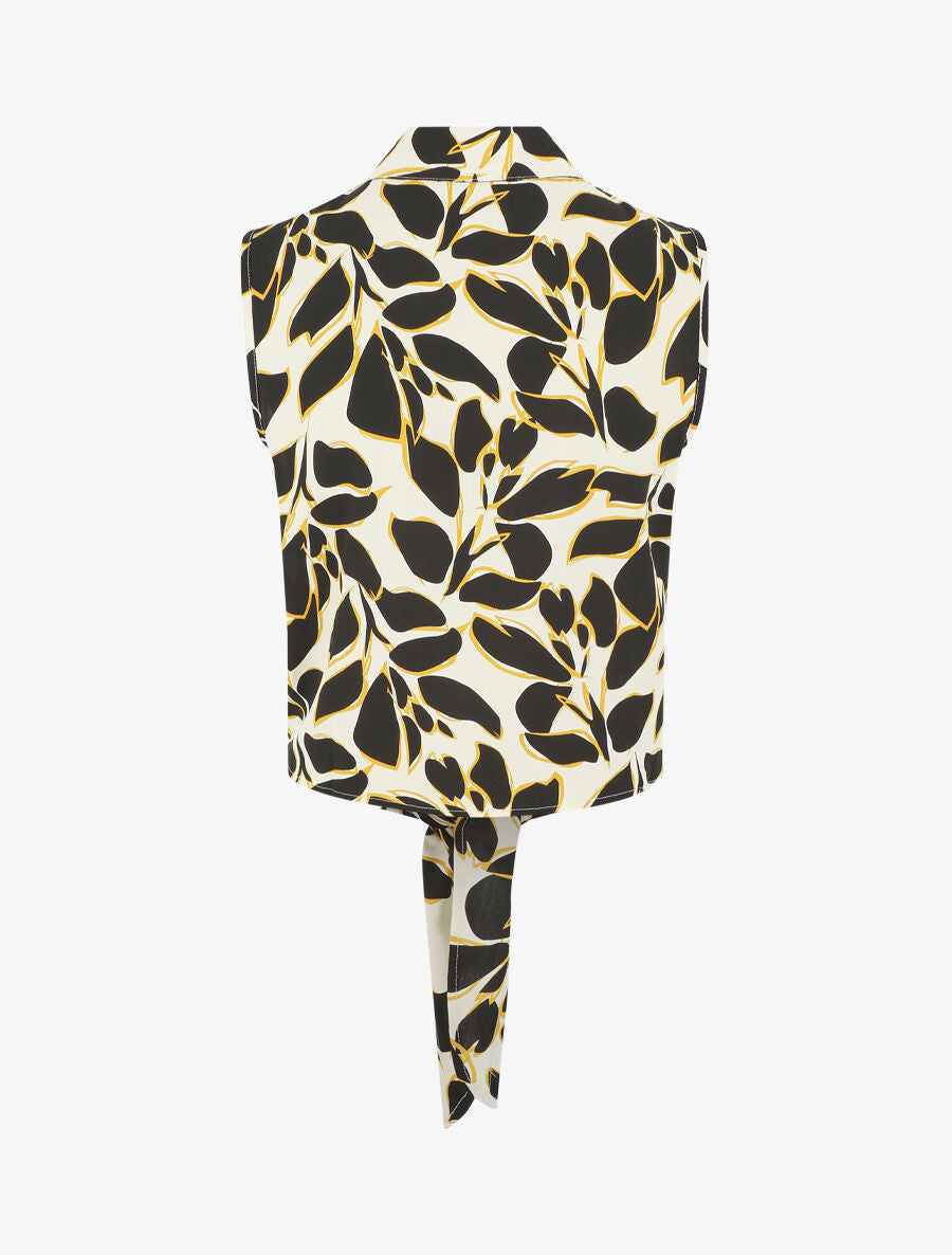 Chemise courte sans manches imprimé graphique - Noir - 2