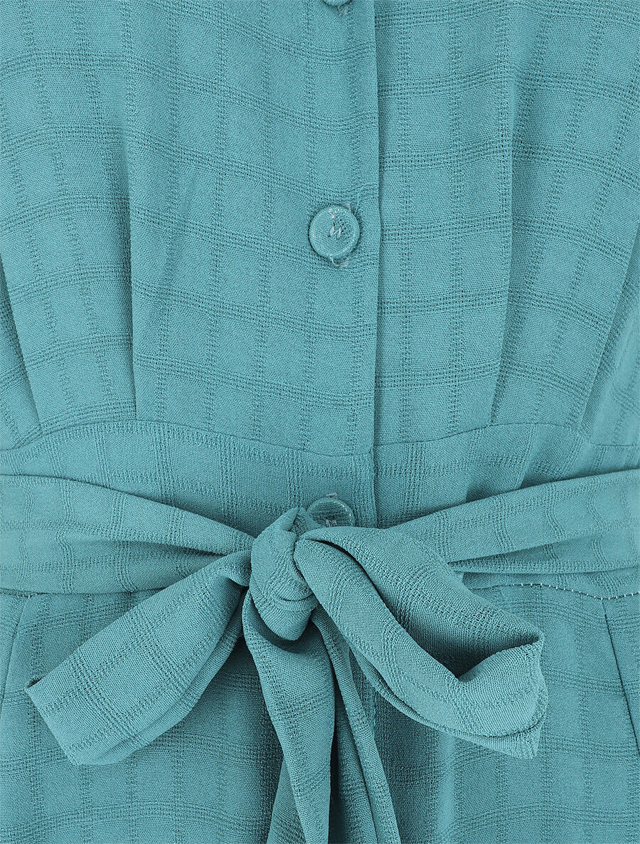 Robe longue évasée manches courtes - Turquoise - 3