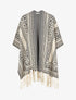 Poncho à imprimé graphique et franges - Blanc - 4