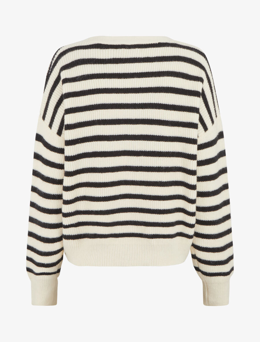 Cardigan rayé à boutons strassés - Blanc - 2