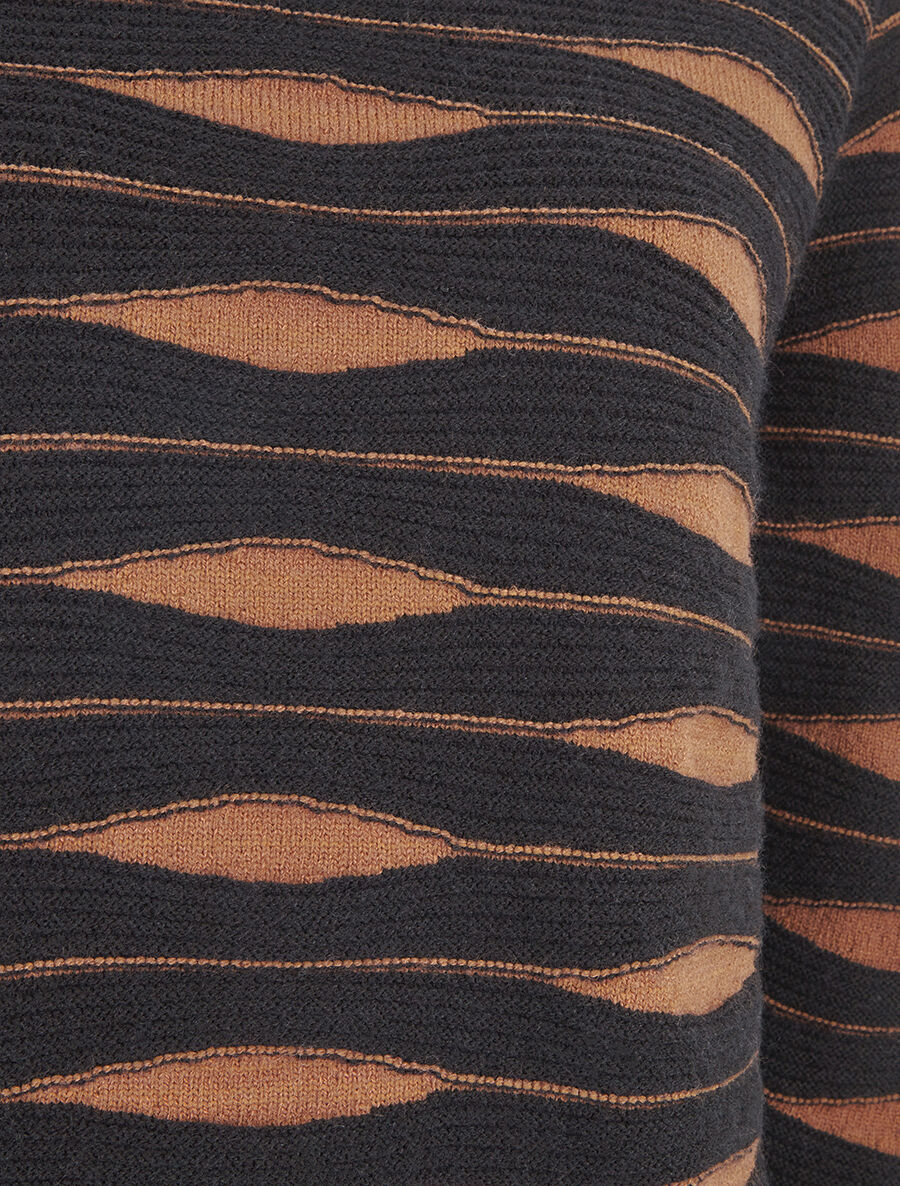 Pull droit col roulé en jacquard graphique - Noir - 3