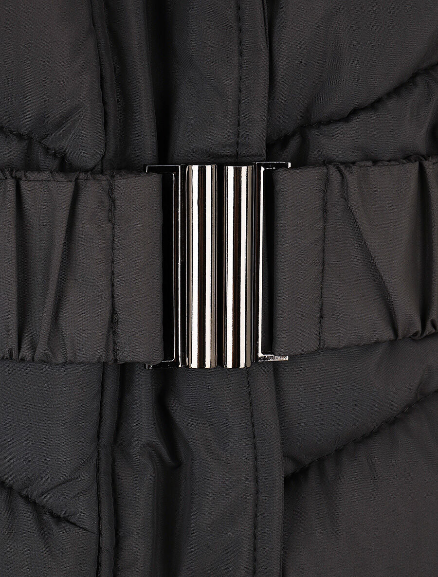 Doudoune droite à fourrure synthétique - Noir - 3