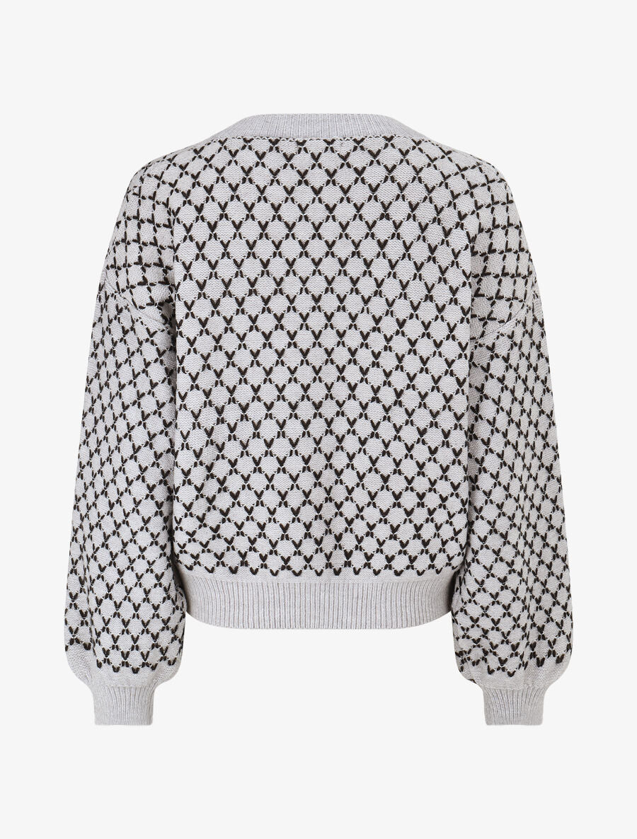 Pull uni à motif stylisé - Gris - 2